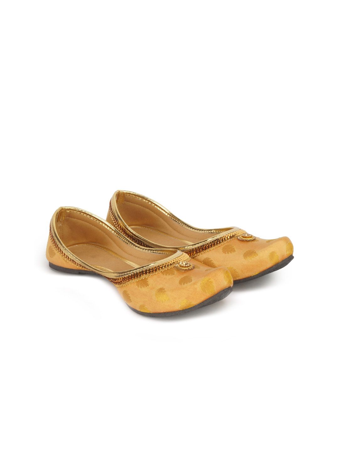 The Desi Dulhan Women Gold-Toned Embellished Ethnic Ballerinas Price in India