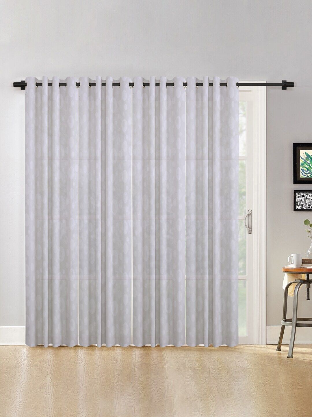HOSTA HOMES White Set of 4 Long Door Curtain Price in India