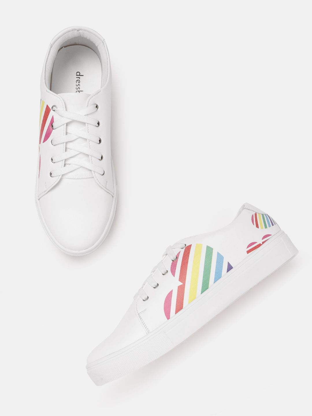 DressBerry Women White & Red Heart Print Sneakers Price in India