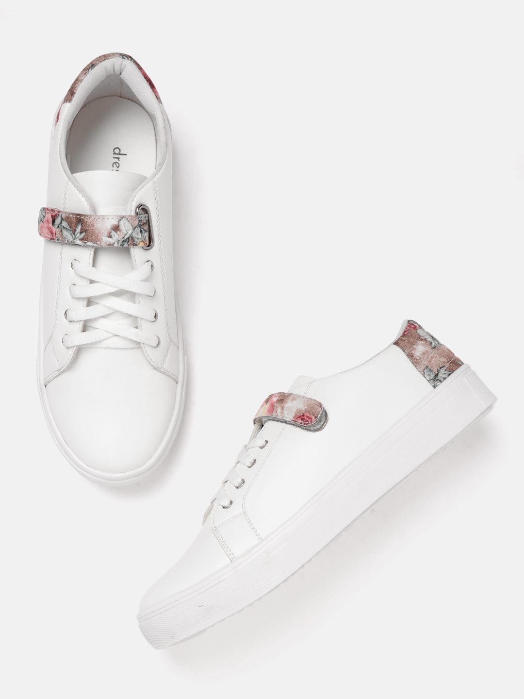 DressBerry Women White & Brown Floral Print Detail Sneakers Price in India