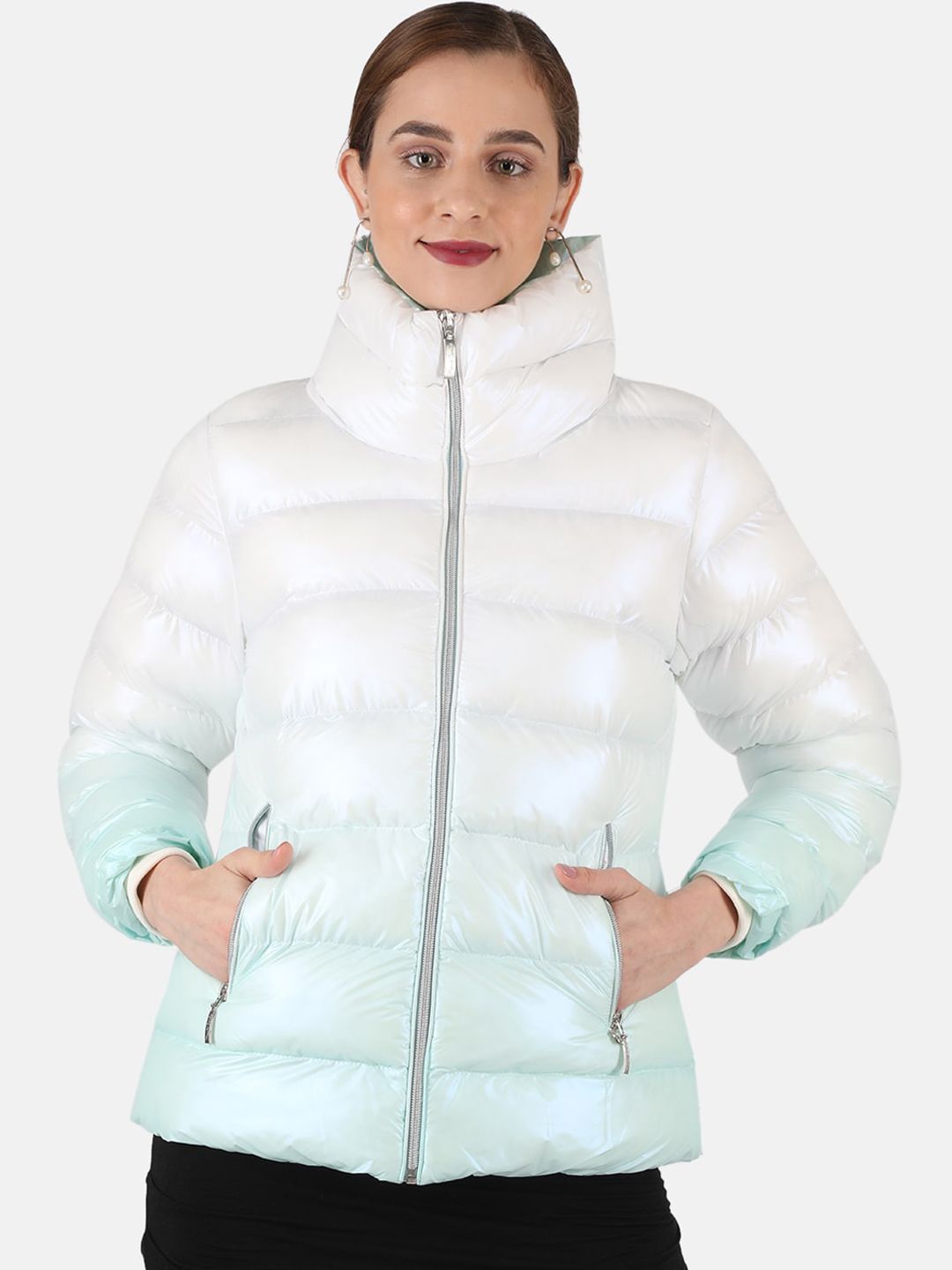 Monte Carlo Women Blue Puffer Jacket Price in India