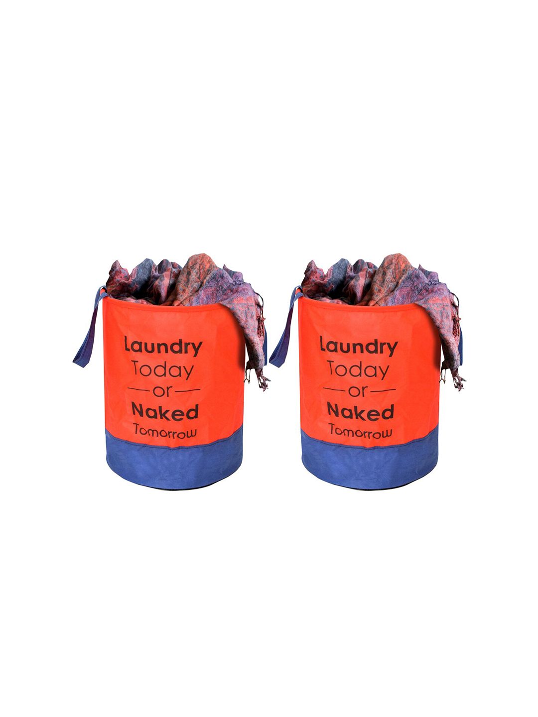 Kuber Industries Set Of 2 Red & Blue Printed Non Woven Foldable Laundry Baskets Price in India