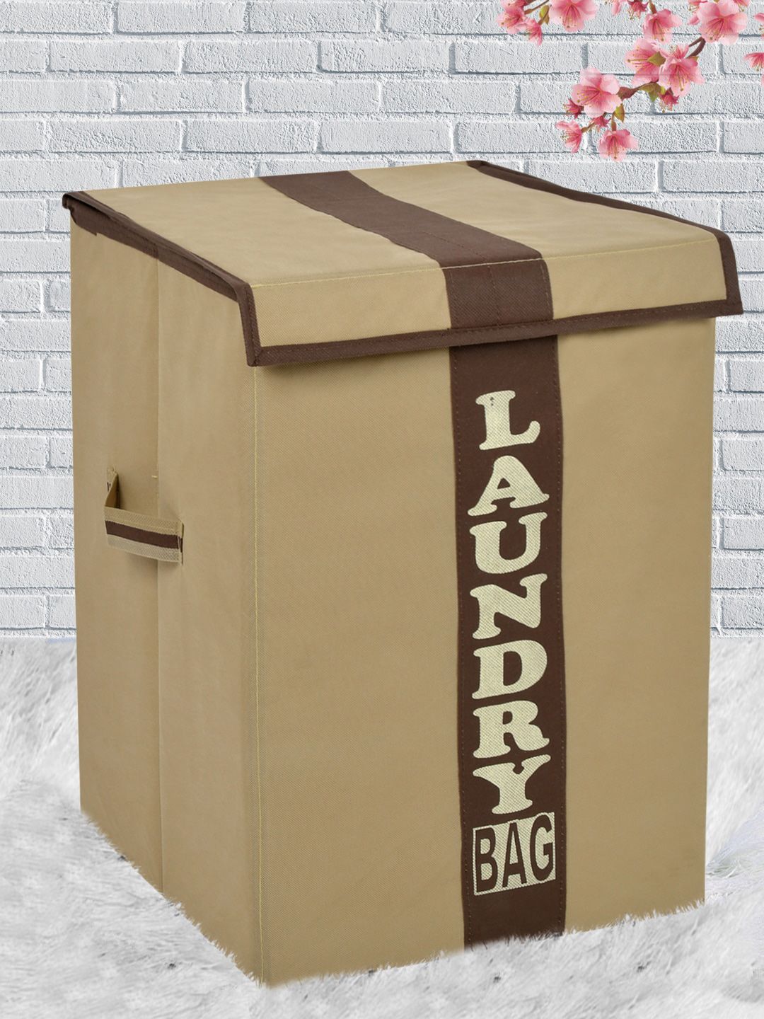 Kuber Industries Brown & Beige Printed Laundry Bag Price in India