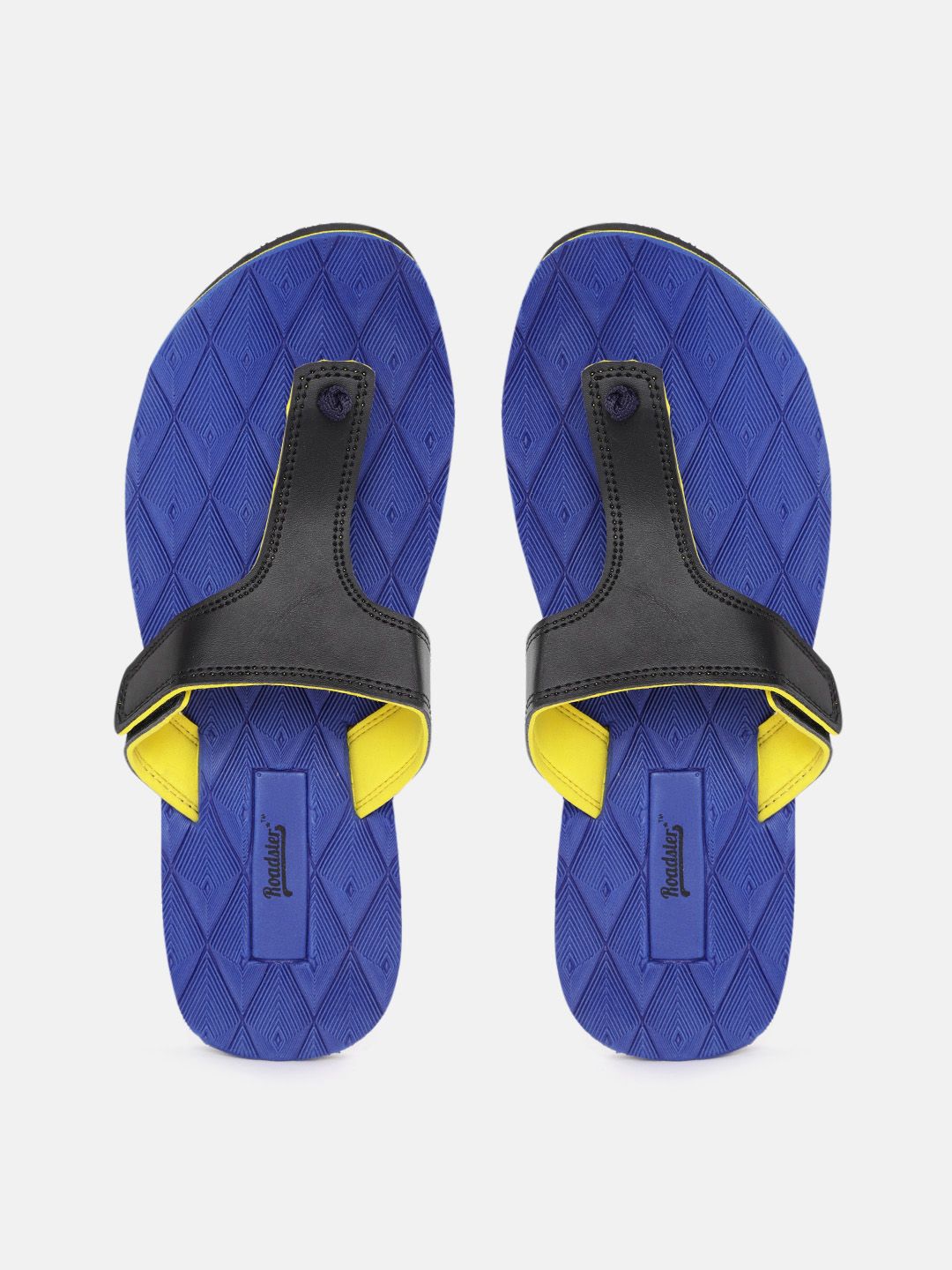 Roadster Women Black & Blue Solid Thong Flip-Flops Price in India
