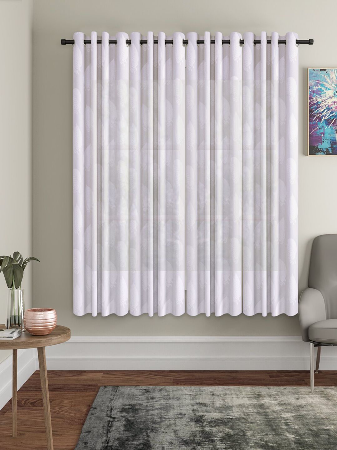 HOSTA HOMES White Set of 4 Floral Window Curtain Price in India