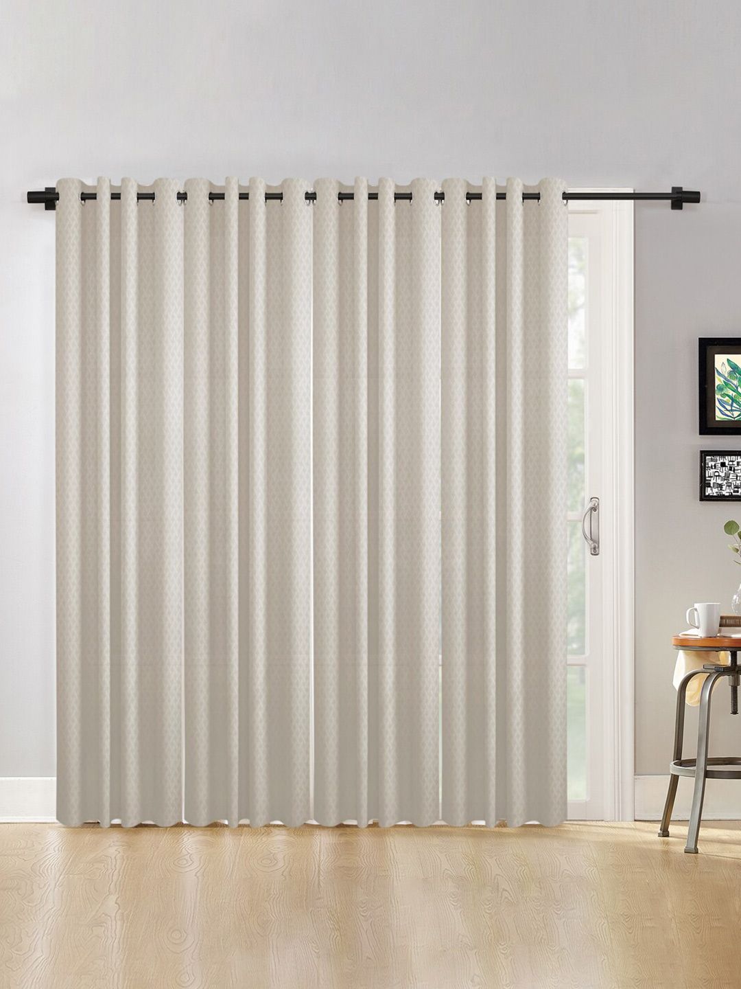 HOSTA HOMES Set Of 4 Cream-Coloured Long Door Curtain Price in India