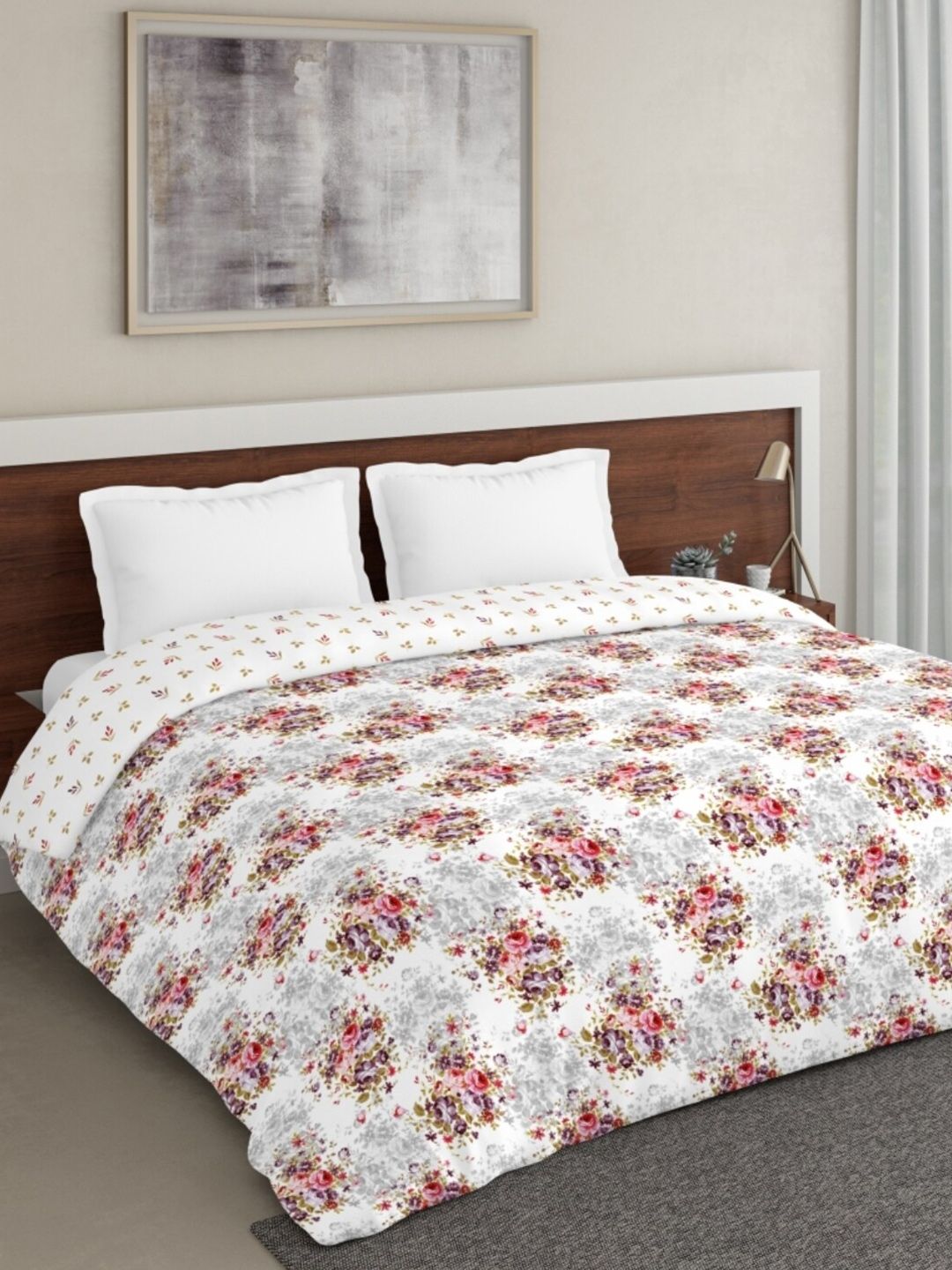 DDecor Red & Grey Floral Mild Winter 110 GSM Double Bed Dohar Price in India
