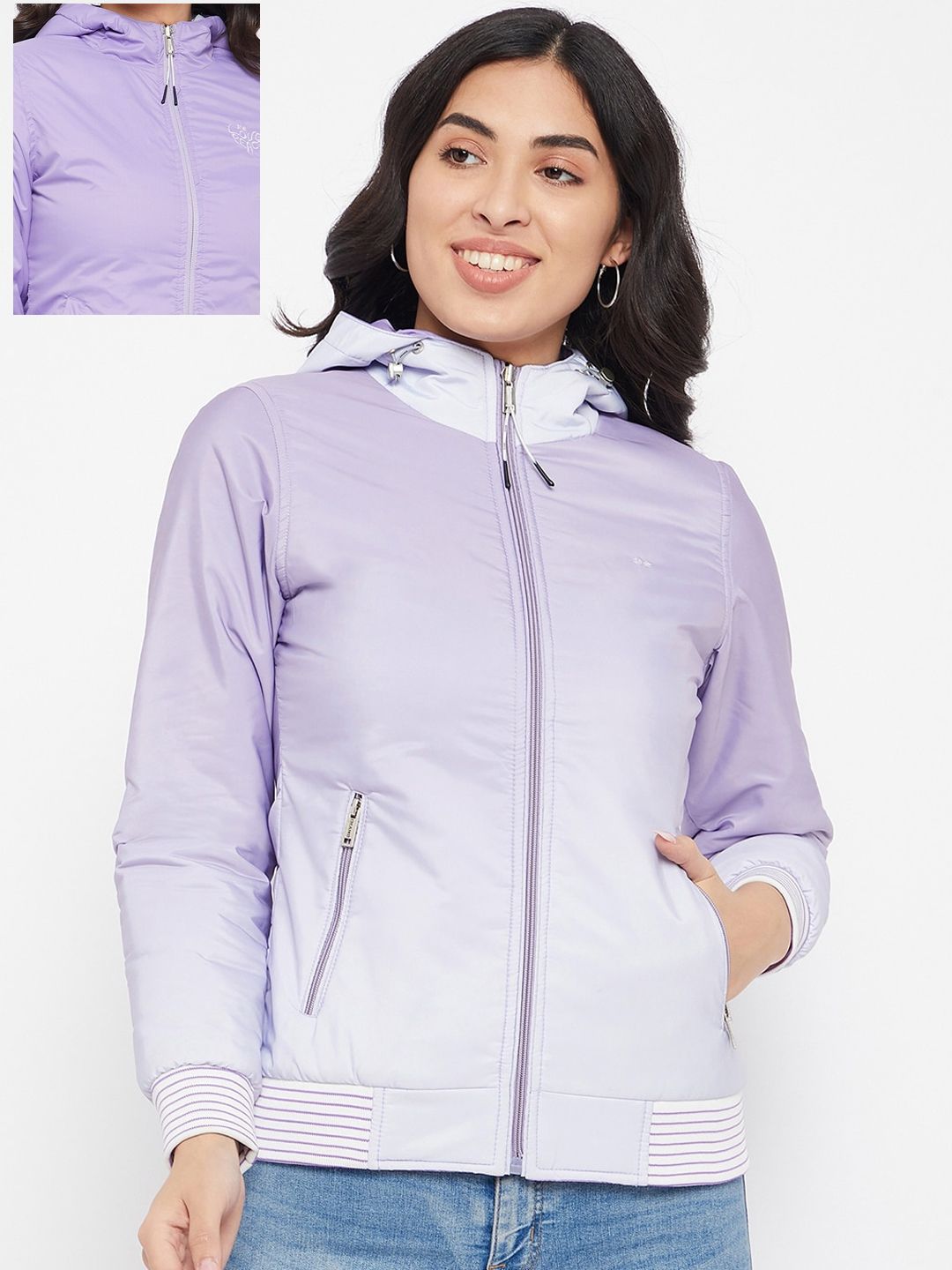 Okane Women Purple & White Ombre Reversible Tailored Jacket Price in India