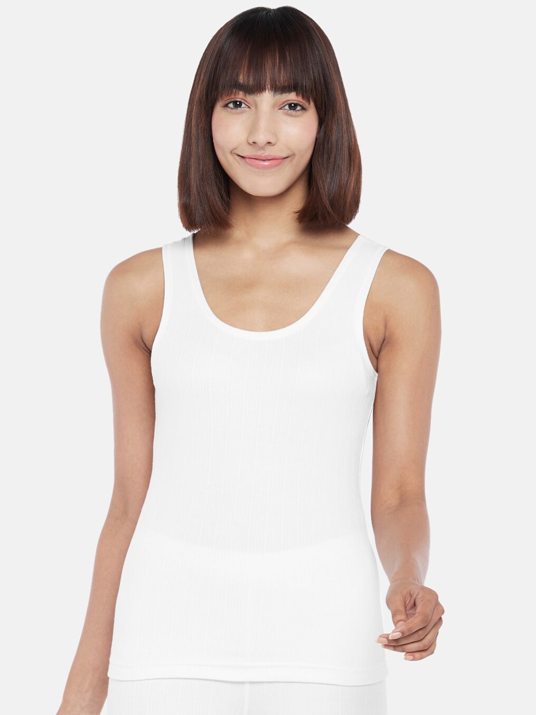 Dreamz by Pantaloons Women Off White Solid Scoop Neck Tank Lounge tshirt Price in India