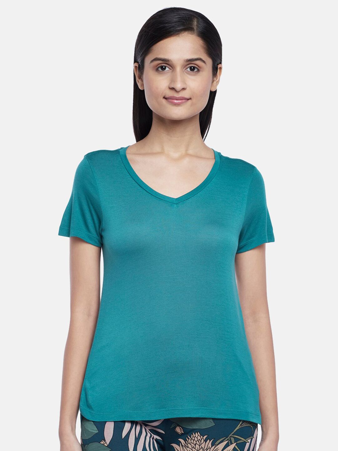 Dreamz by Pantaloons Teal Blue V-Neck Lounge tshirt Price in India