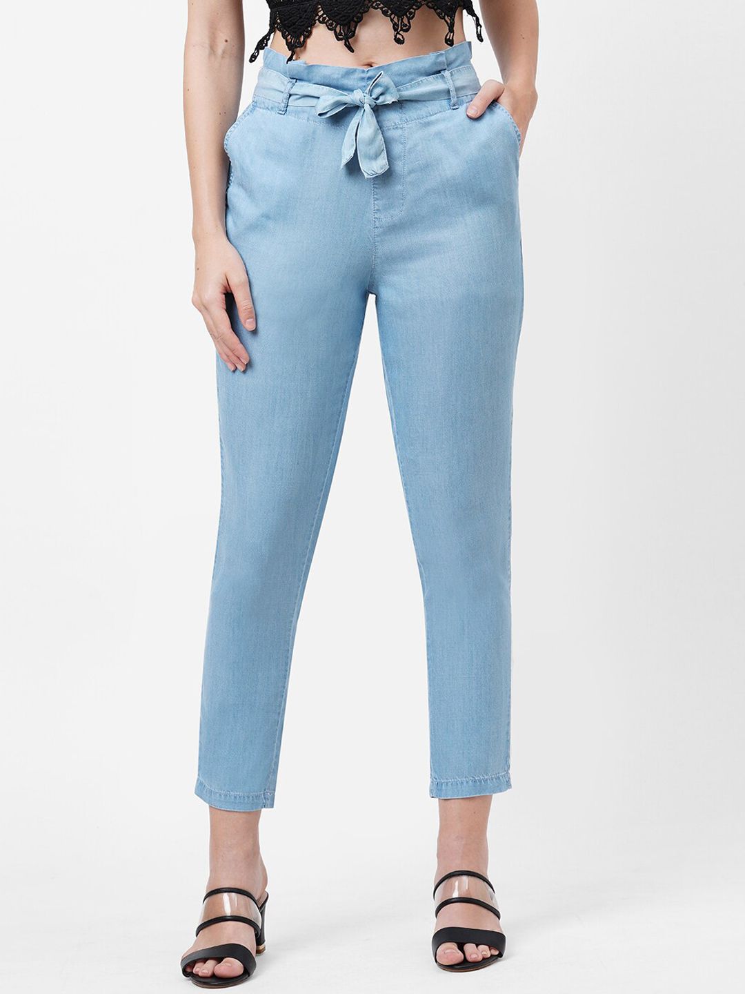 Kraus Jeans Women Blue Solid Loose Fit Denim Trousers Price in India