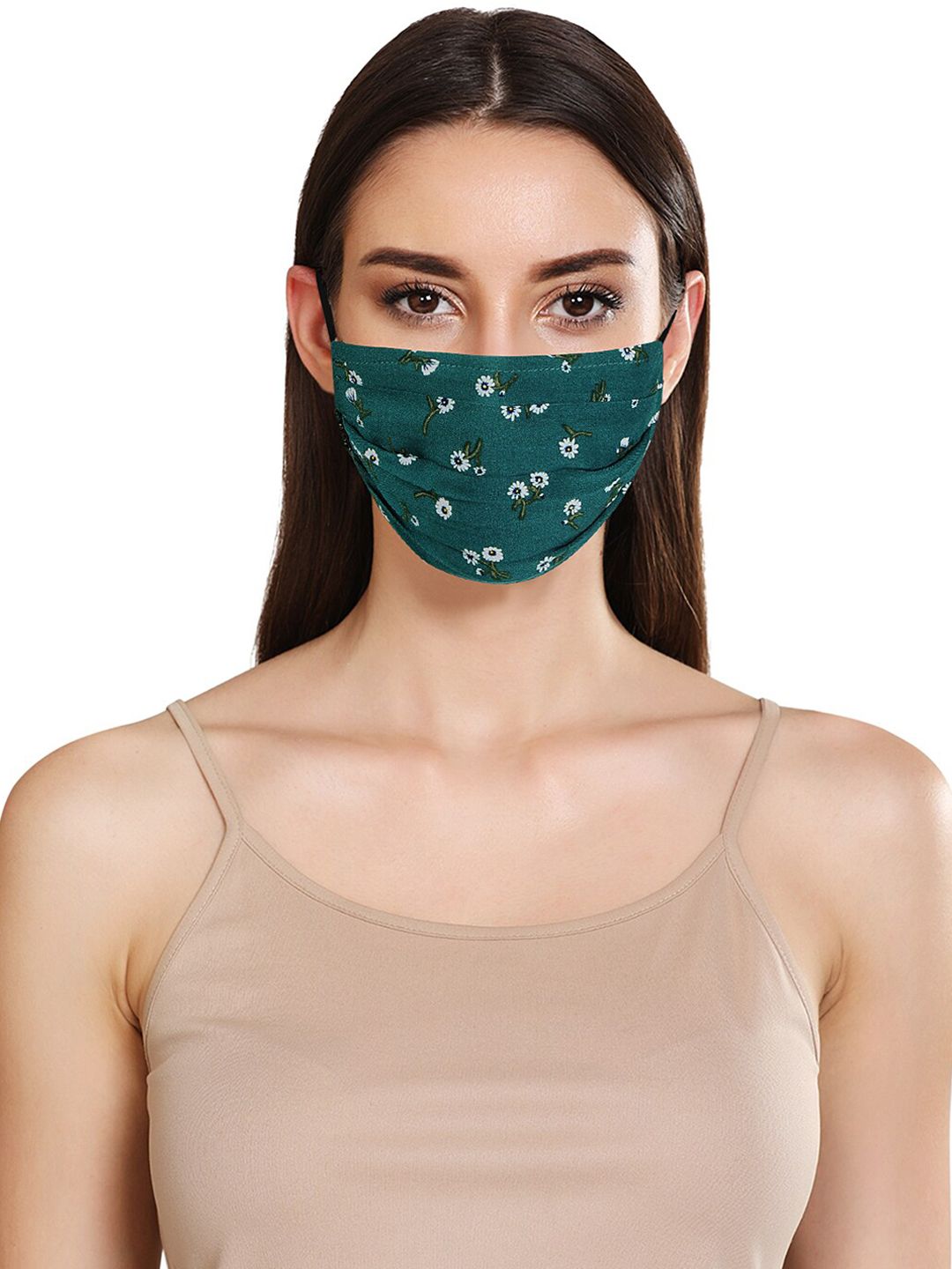 Kazo Women Green Printed 3-Ply Reusable Cloth Mask Price in India