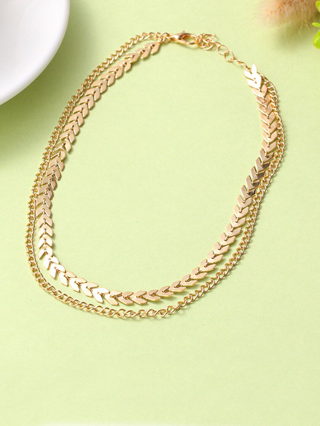 Yellow Chimes Gold-Toned Gold-Plated Choker Necklace Price in India