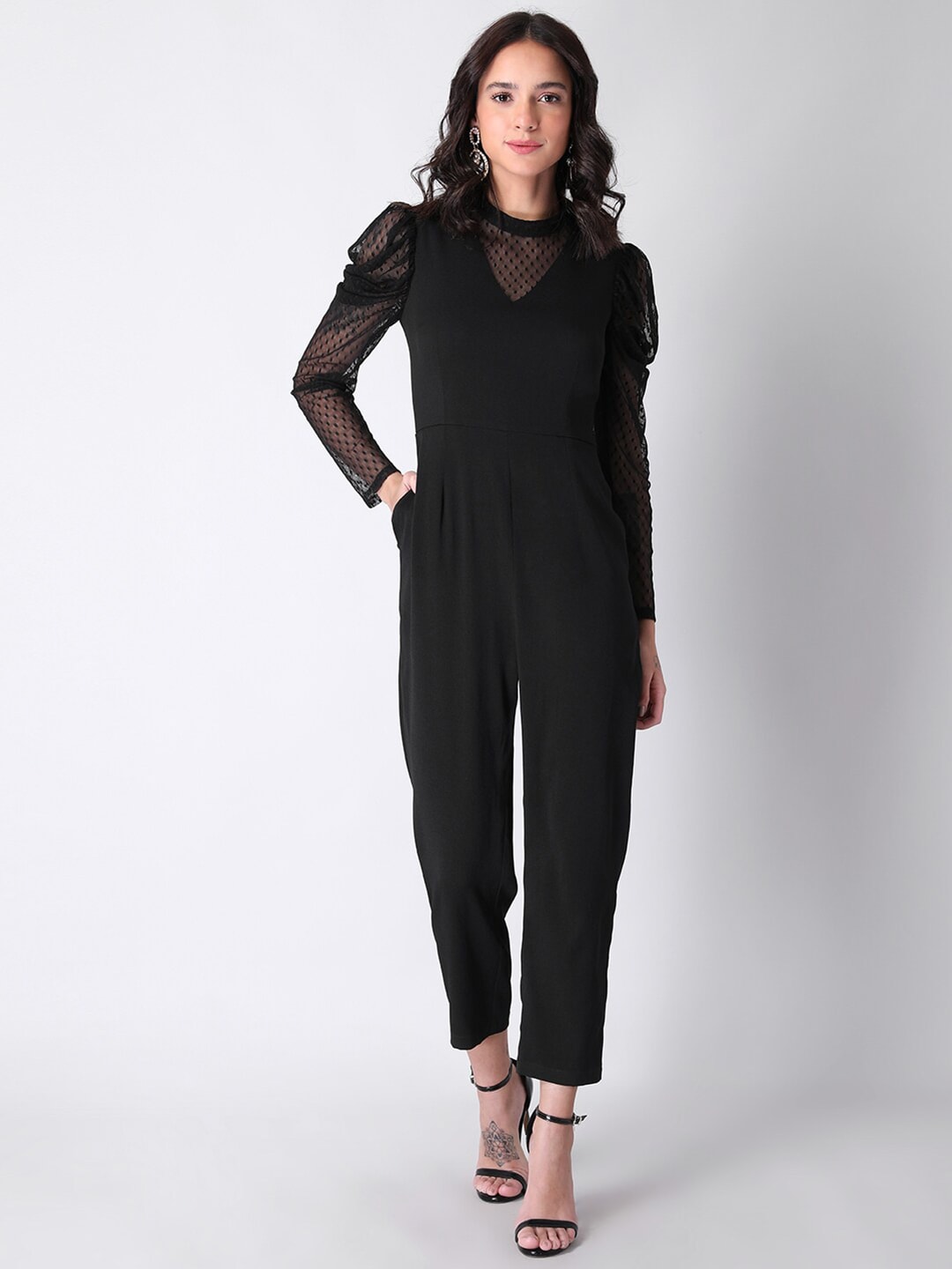 FabAlley Black Basic Jumpsuit Price in India