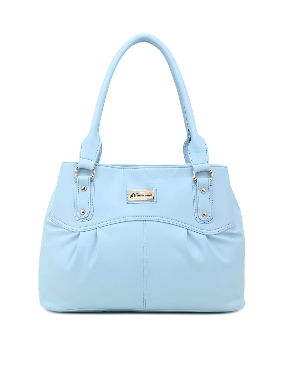 SHINING STAR Blue PU Structured Handheld Bag Price in India