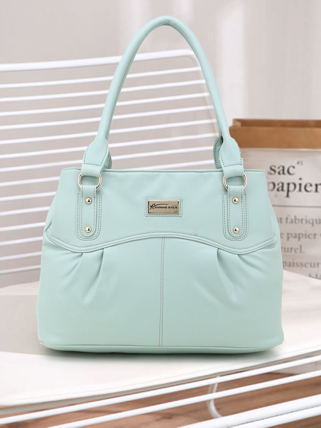 SHINING STAR Sea Green Structured Shoulder Bag Price in India