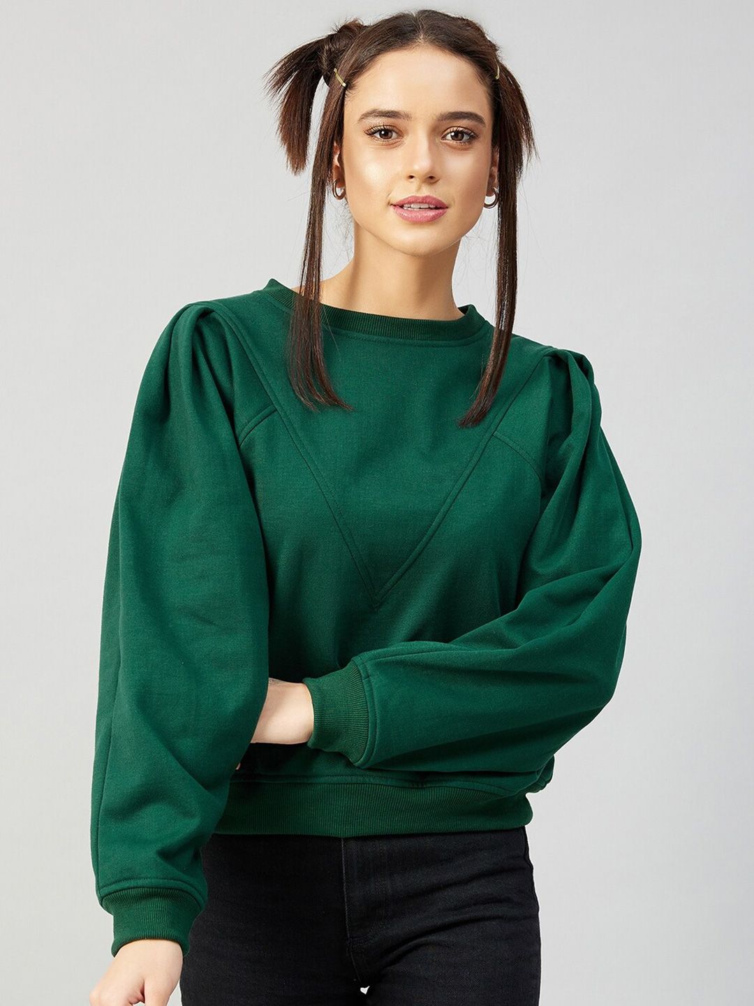 Athena Women Green Fleece Sweatshirt Price in India