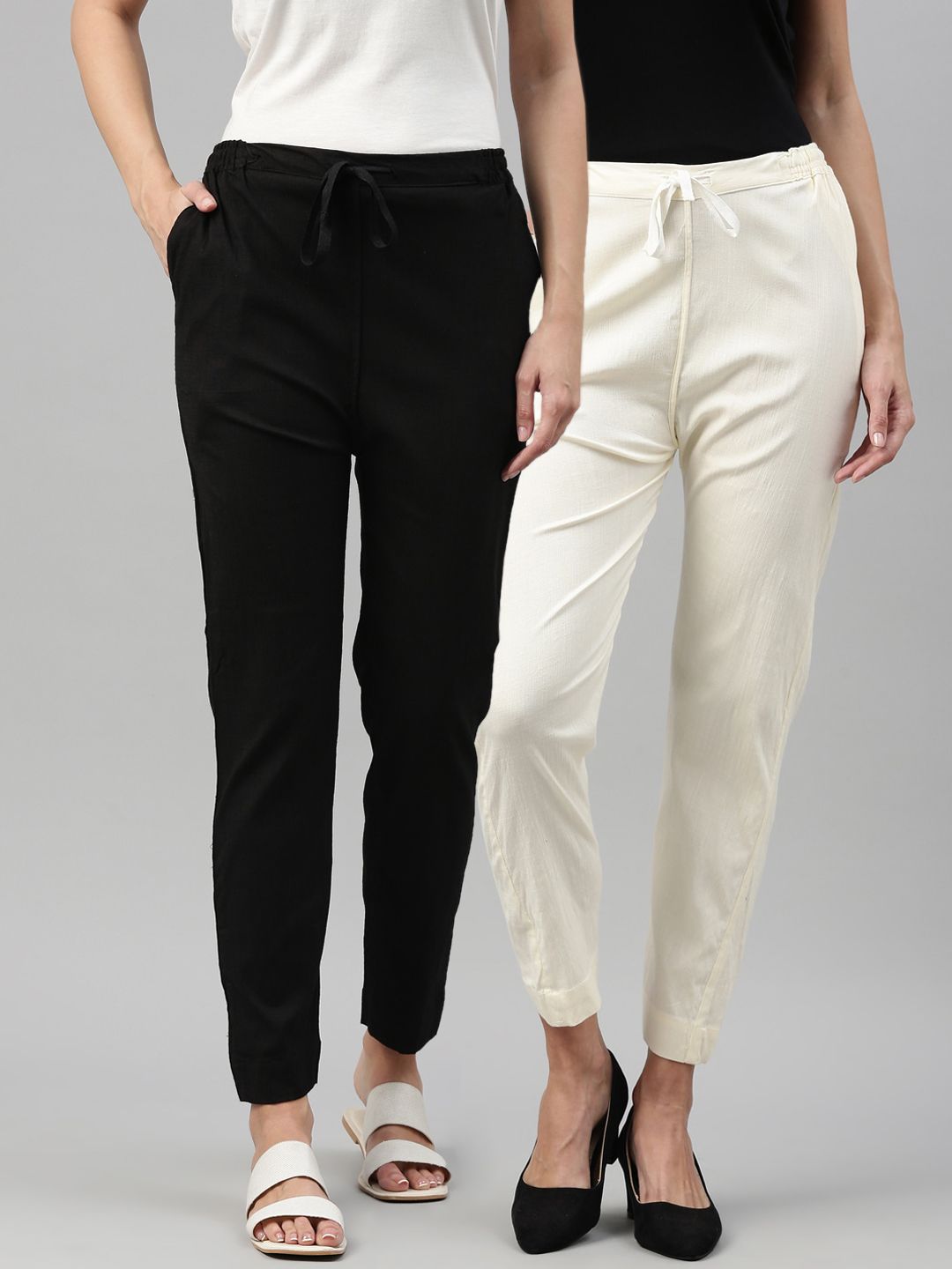 Kryptic Women Pack of 2 Solid Trousers Price in India