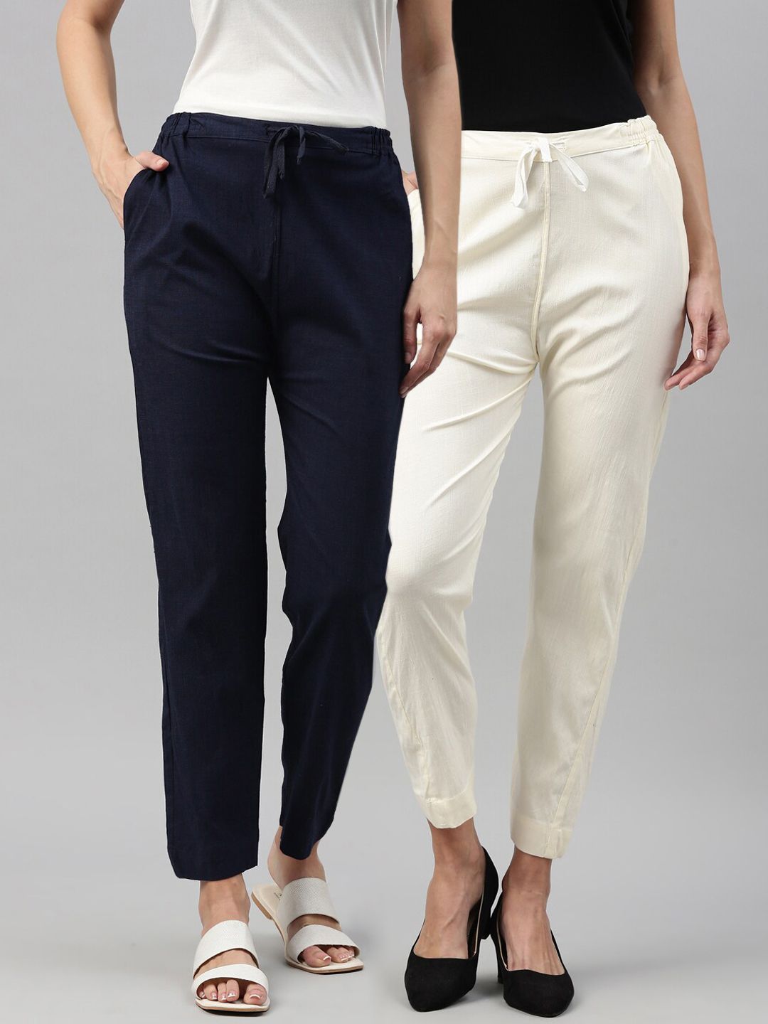 Kryptic Women Pack of 2 Solid Trousers Price in India