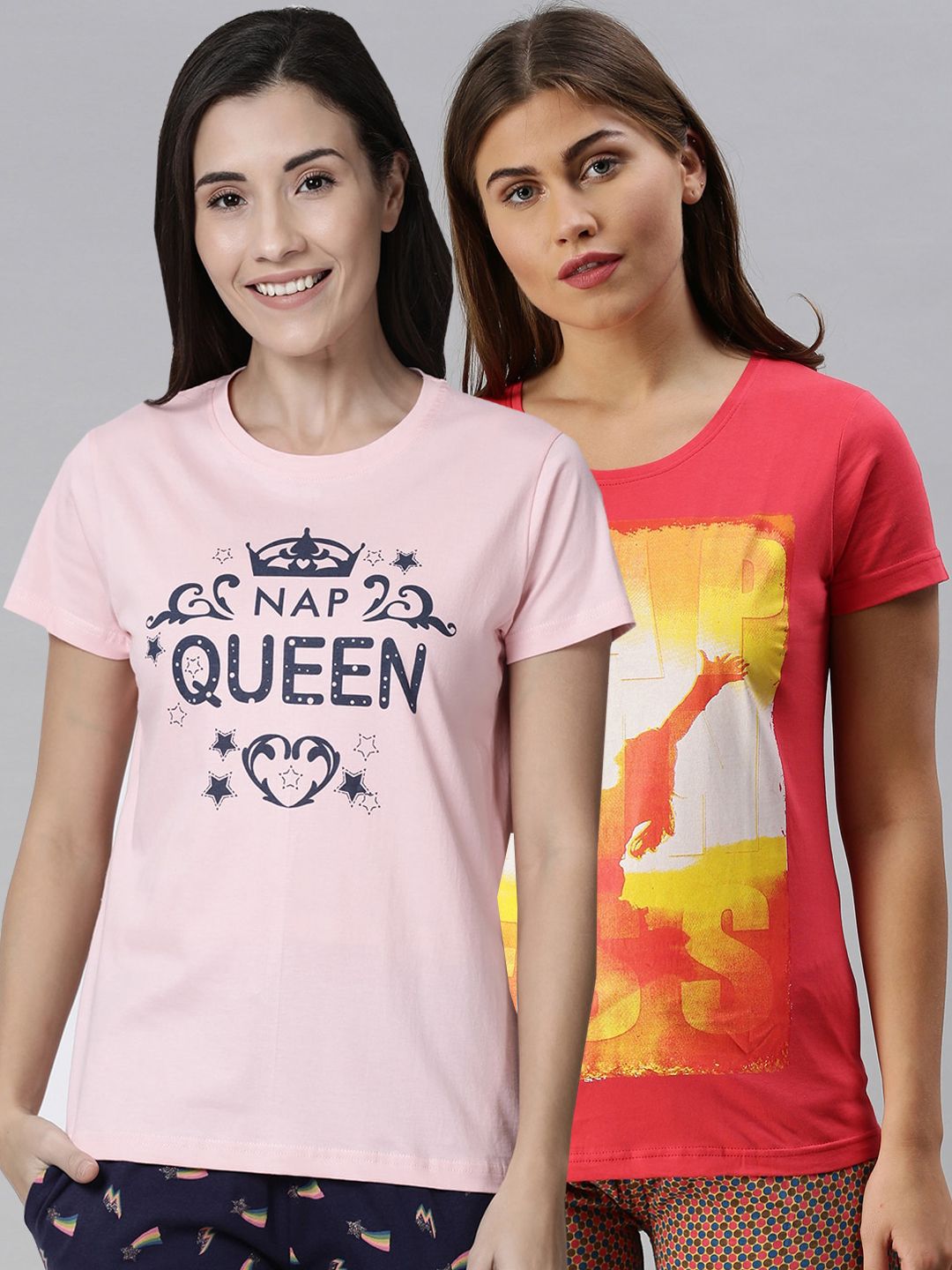 Kryptic Women Pack Of 2 Printed Lounge T-Shirts Price in India