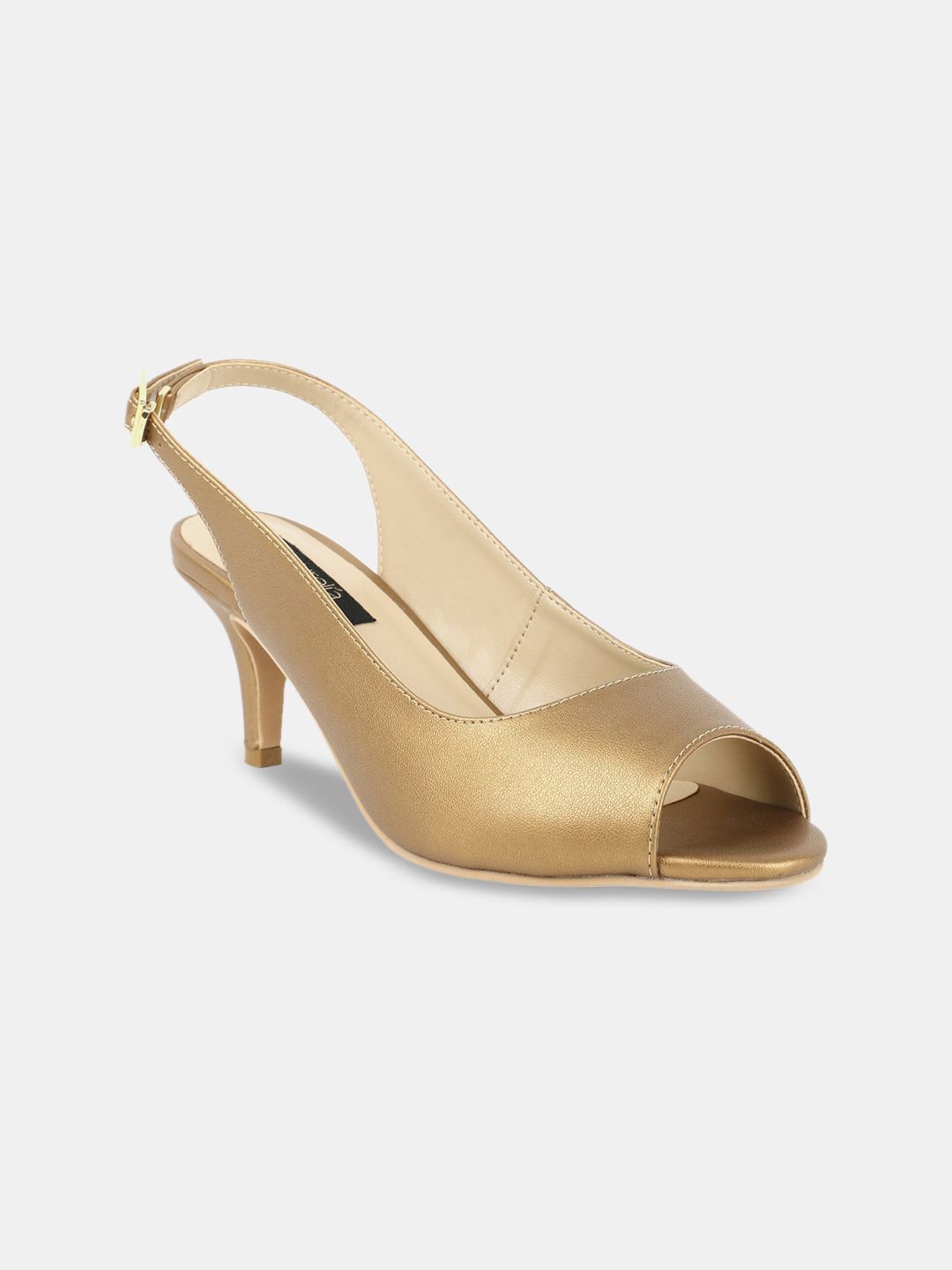 AURELIA Gold-Toned PU Party Kitten Peep Toes Price in India