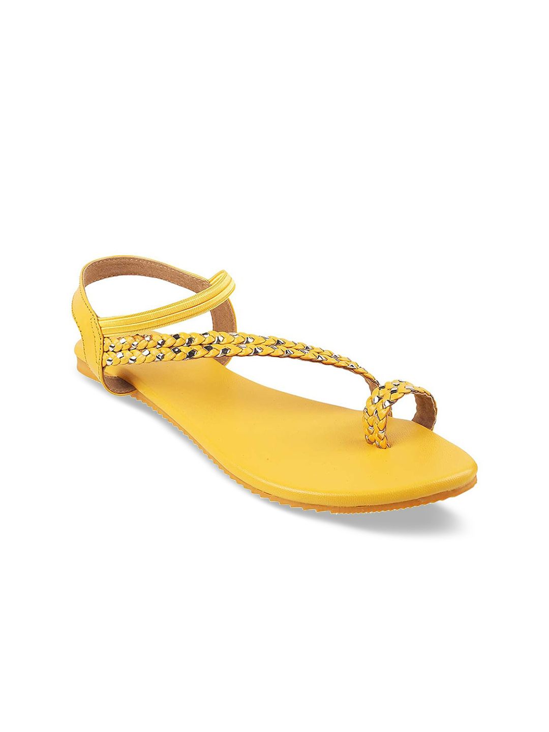 WALKWAY by Metro Women Yellow Woven Design One Toe Flats Price in India