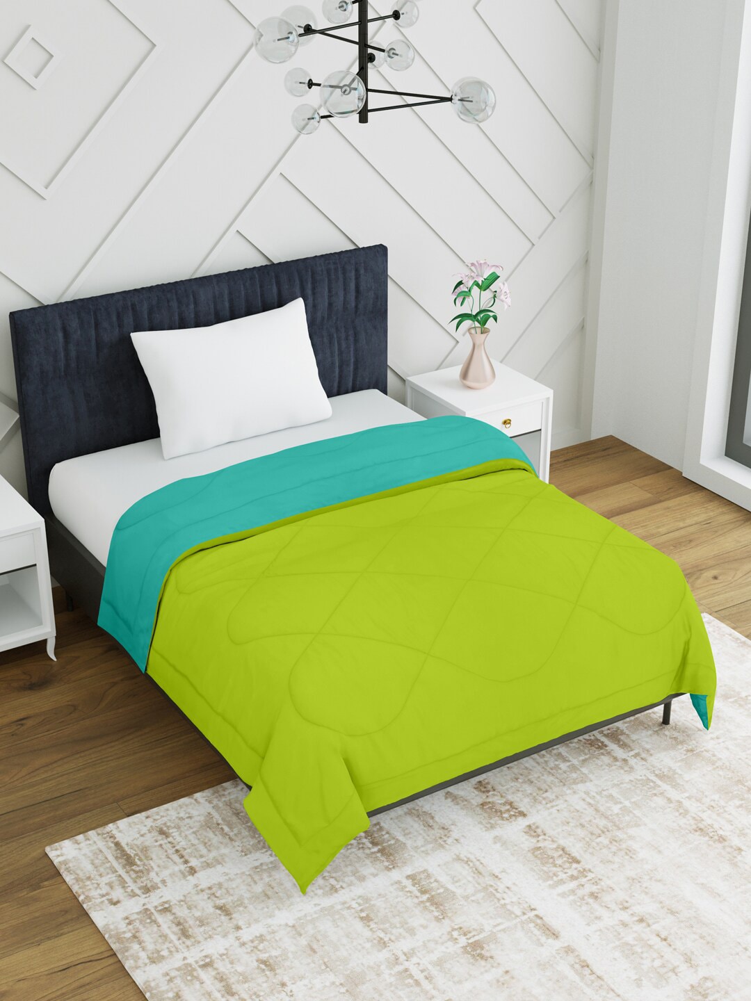 EverHOME Green & Blue Microfiber Mild Winter Single Bed Comforter Price in India