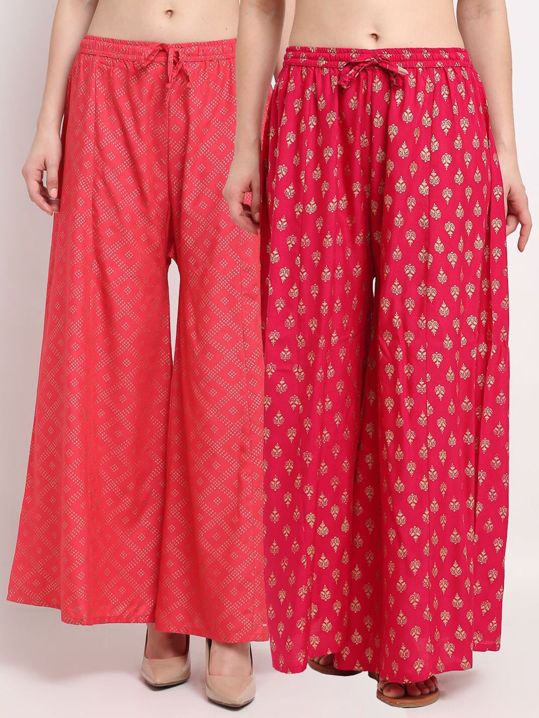 GRACIT Women Pack Of 2 Ethnic Motifs Printed Flared Palazzos Price in India