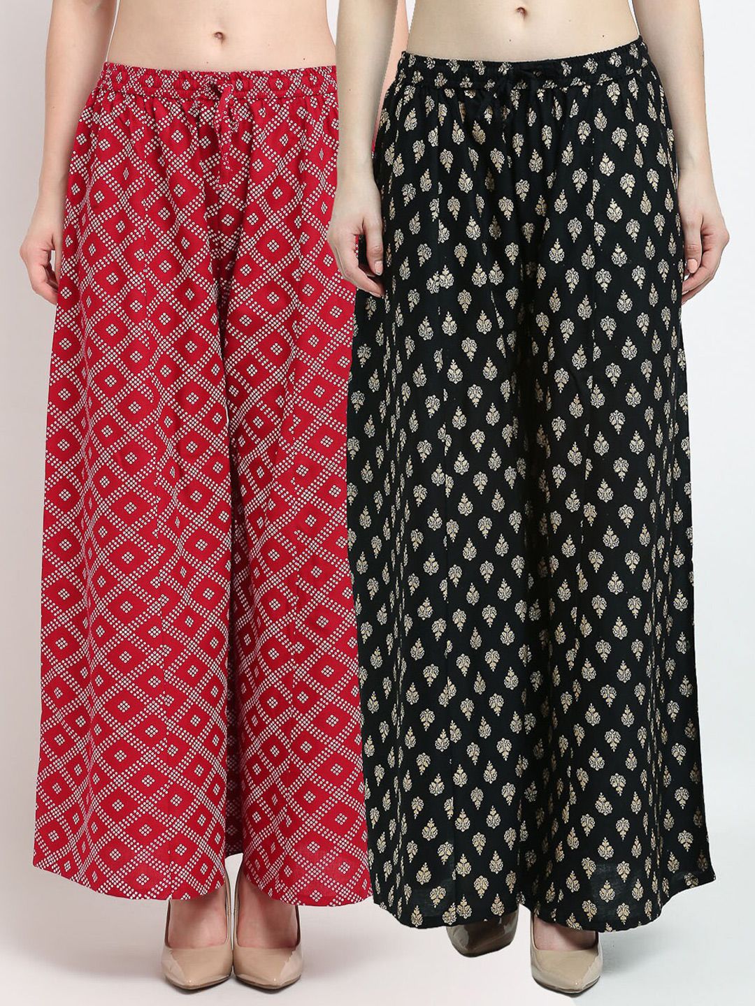 GRACIT Women Pack Of 2 Ethnic Motifs Printed Flared Palazzos Price in India