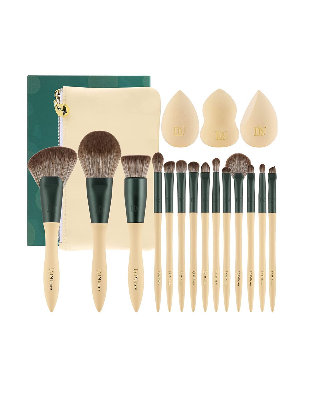 Ducare Women Set Of 14 PCs Makeup Brush & 3 PCs Makeup Sponge Price in India