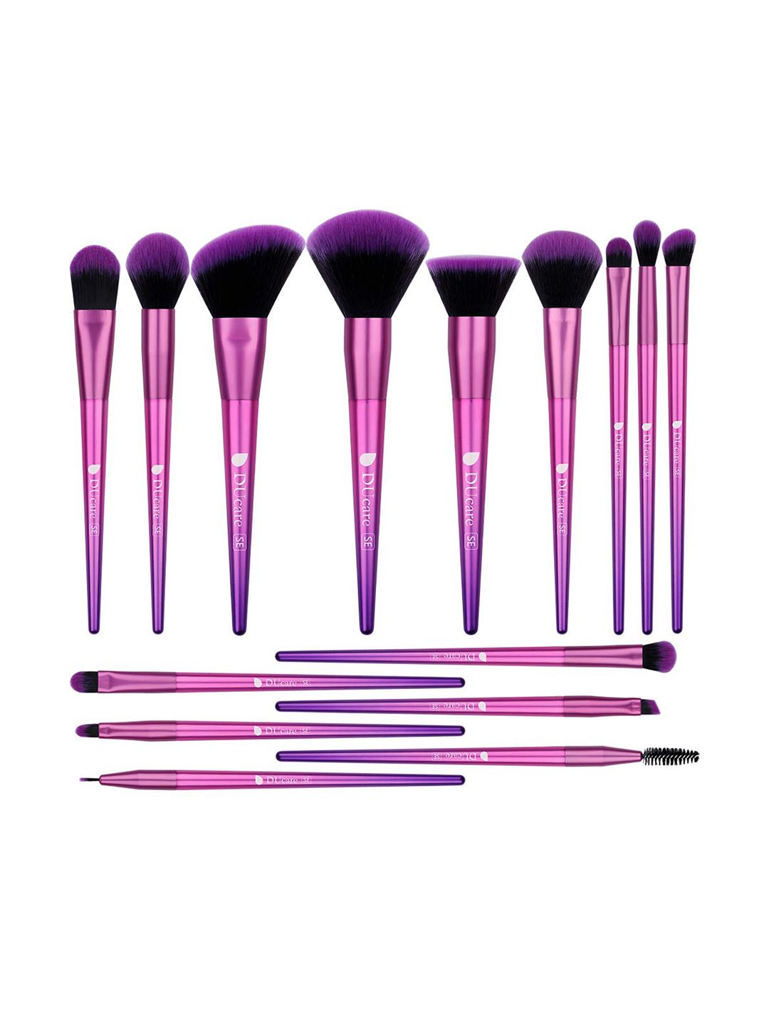 Ducare Set Of 15 Pink & Purple Synthetic Makeup Brushes Price in India