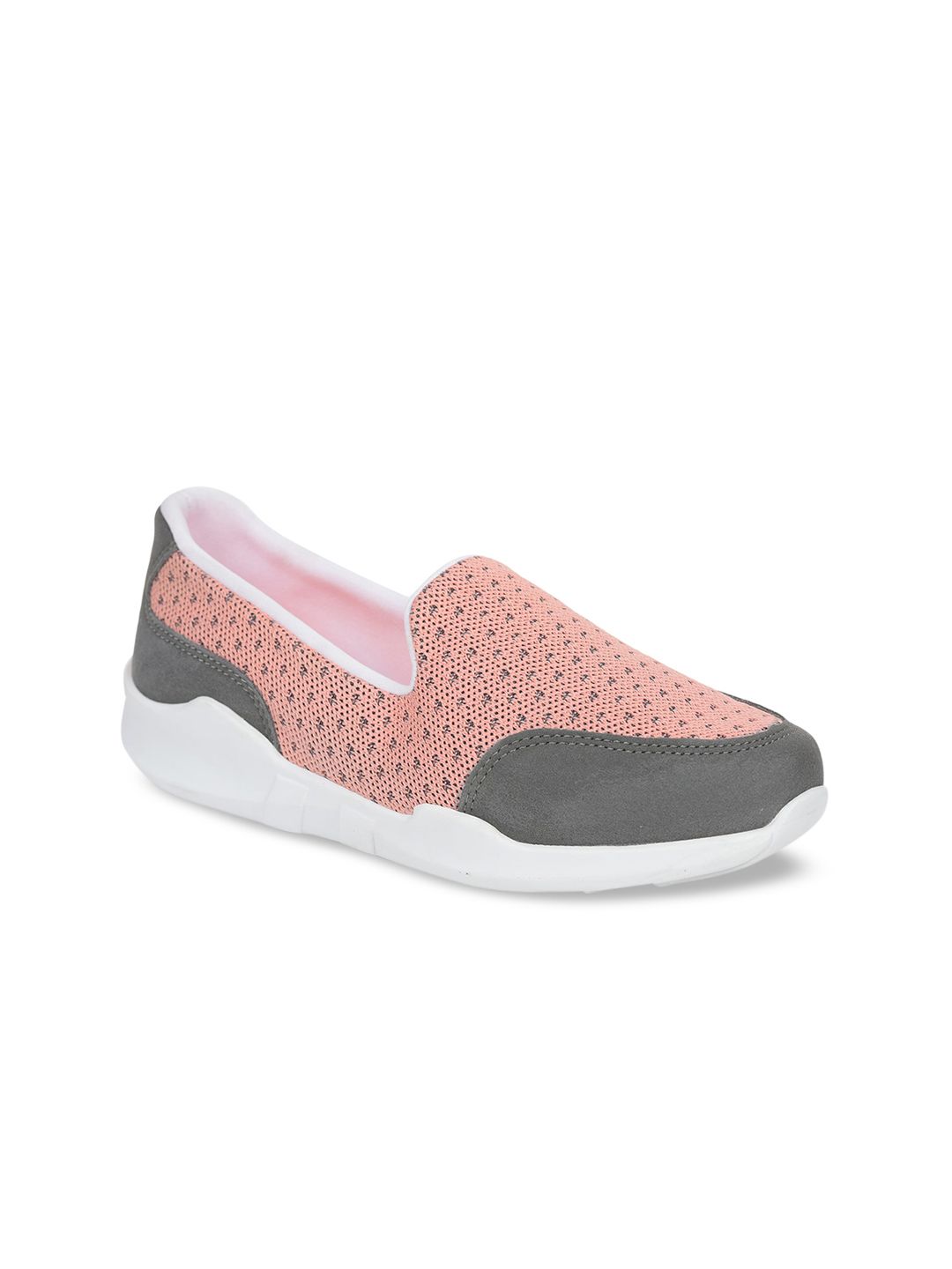 Liberty Women Peach-Coloured Woven Design Slip-On Sneakers Price in India