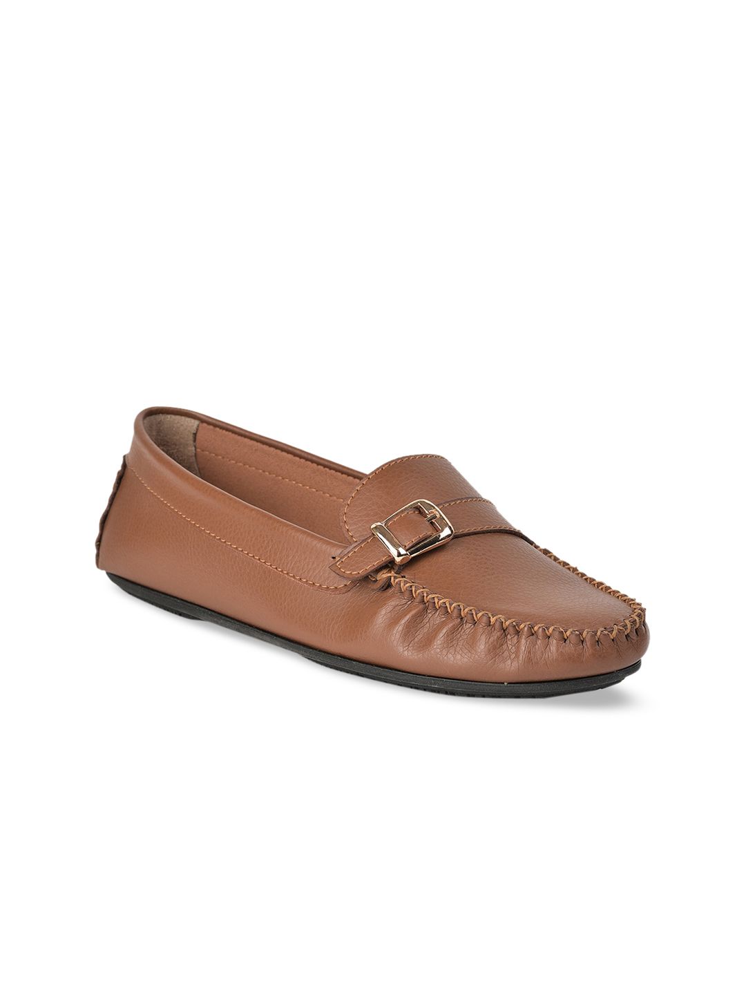 Liberty Women Tan Ballerinas with Buckles Flats Price in India
