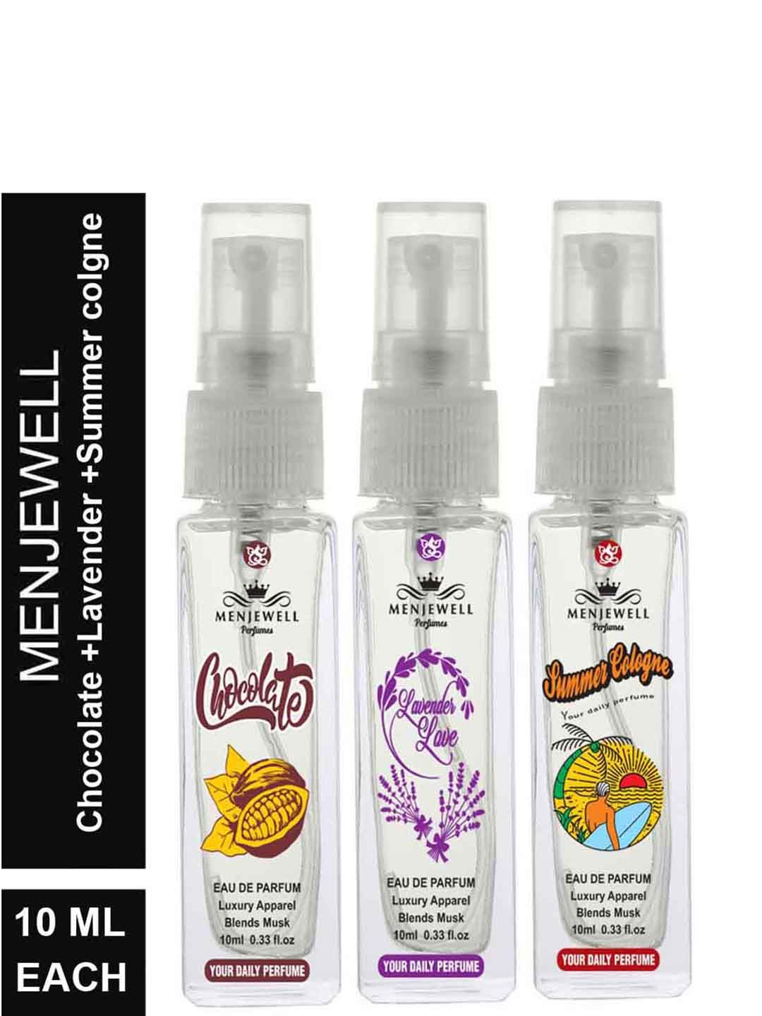 Menjewell Women Pack of 3 Chocolate, Lavender Love, Summer Cologne- 30 ml Price in India