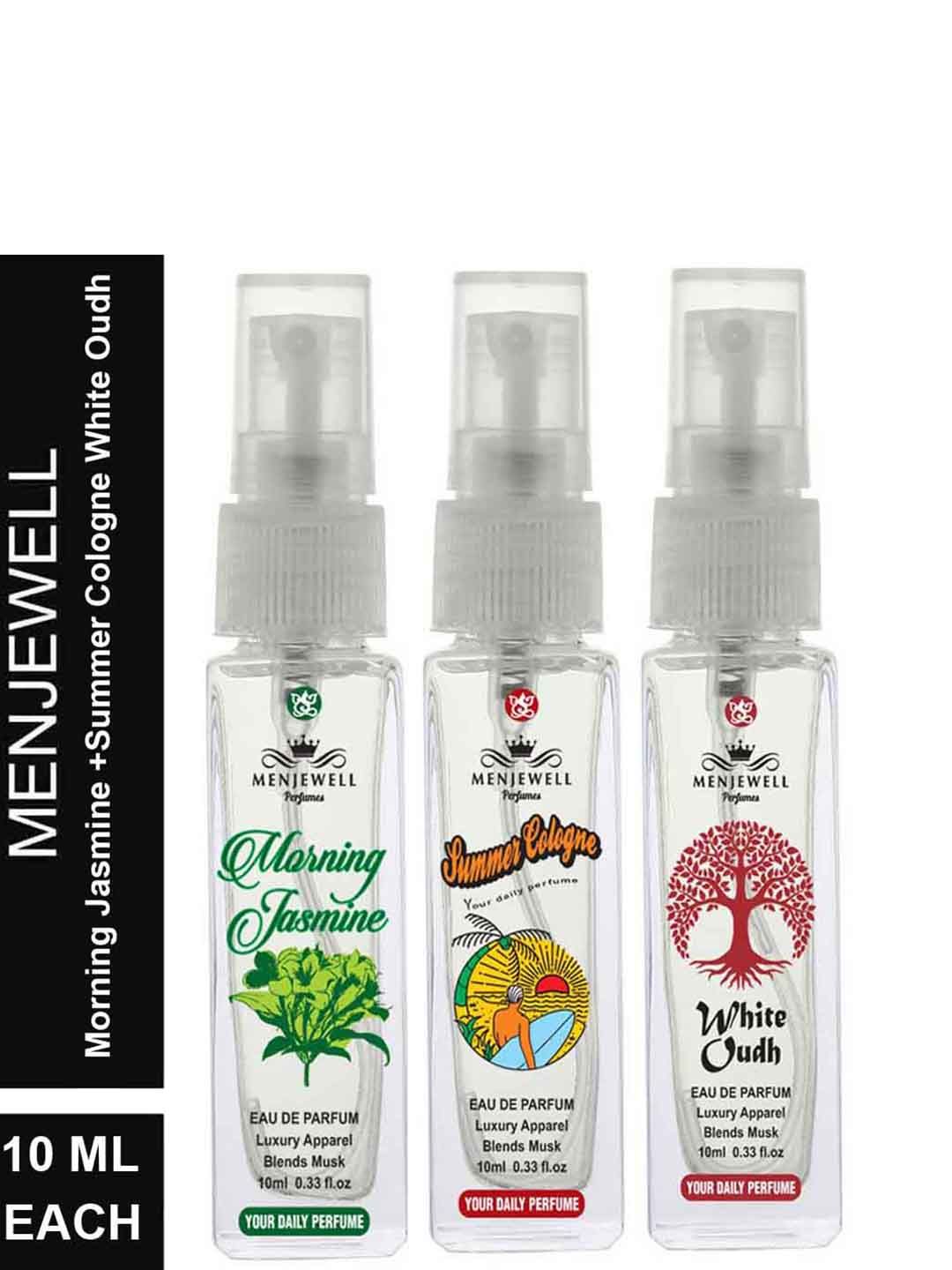 Menjewell Set of 3 Perfumes - Morning Jasmine & Summer Cologne & White Oudh Price in India