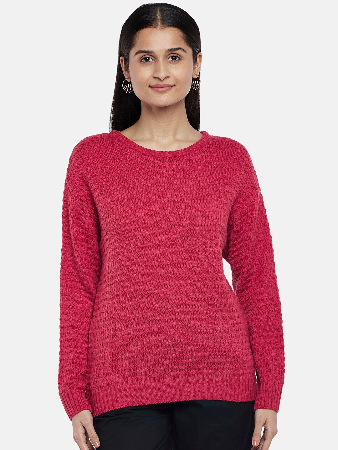 Honey by Pantaloons Women Magenta Pure Acrylic Pullover Price in India