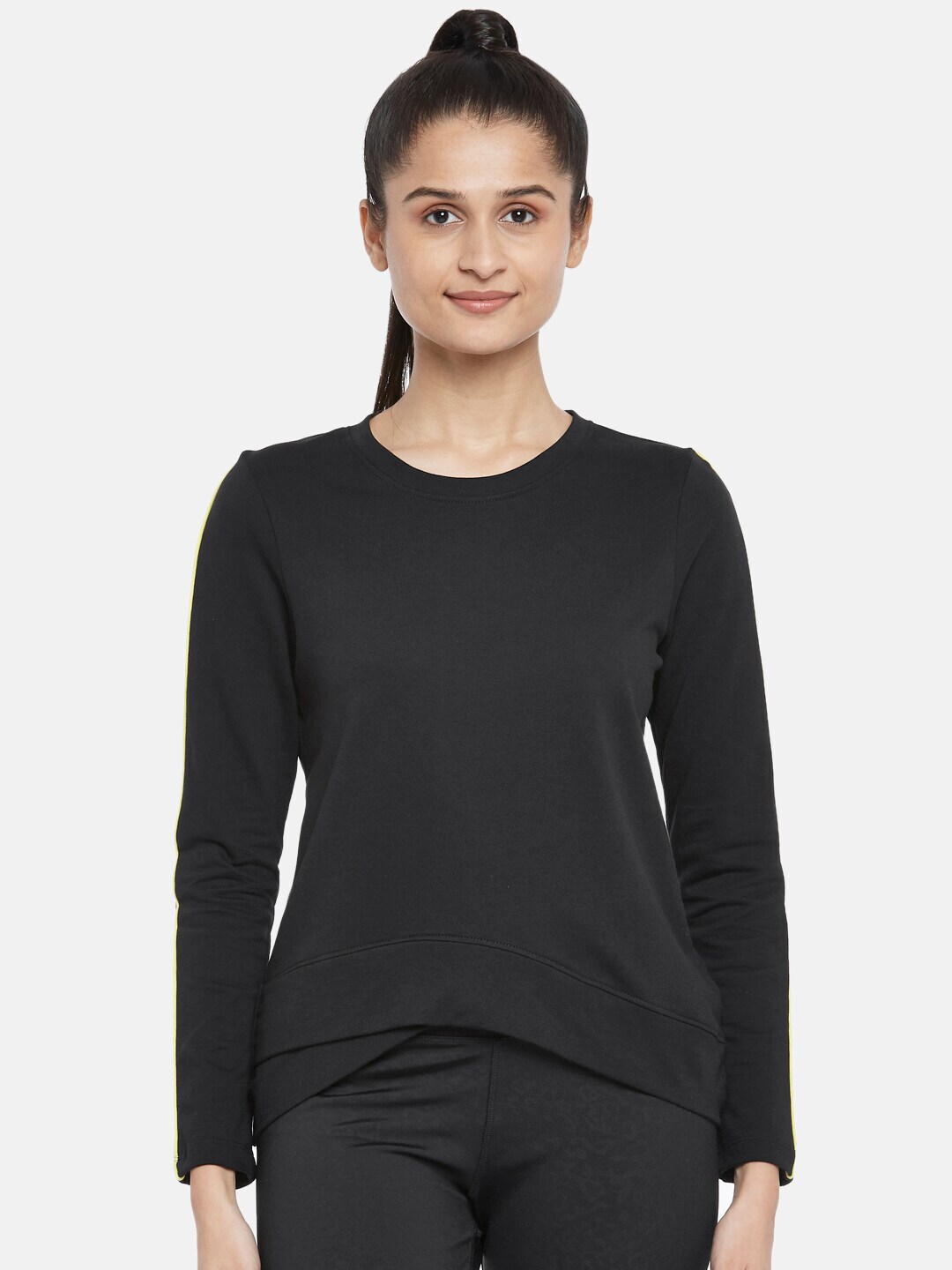 Ajile by Pantaloons Women Black Solid Sweatshirt Price in India