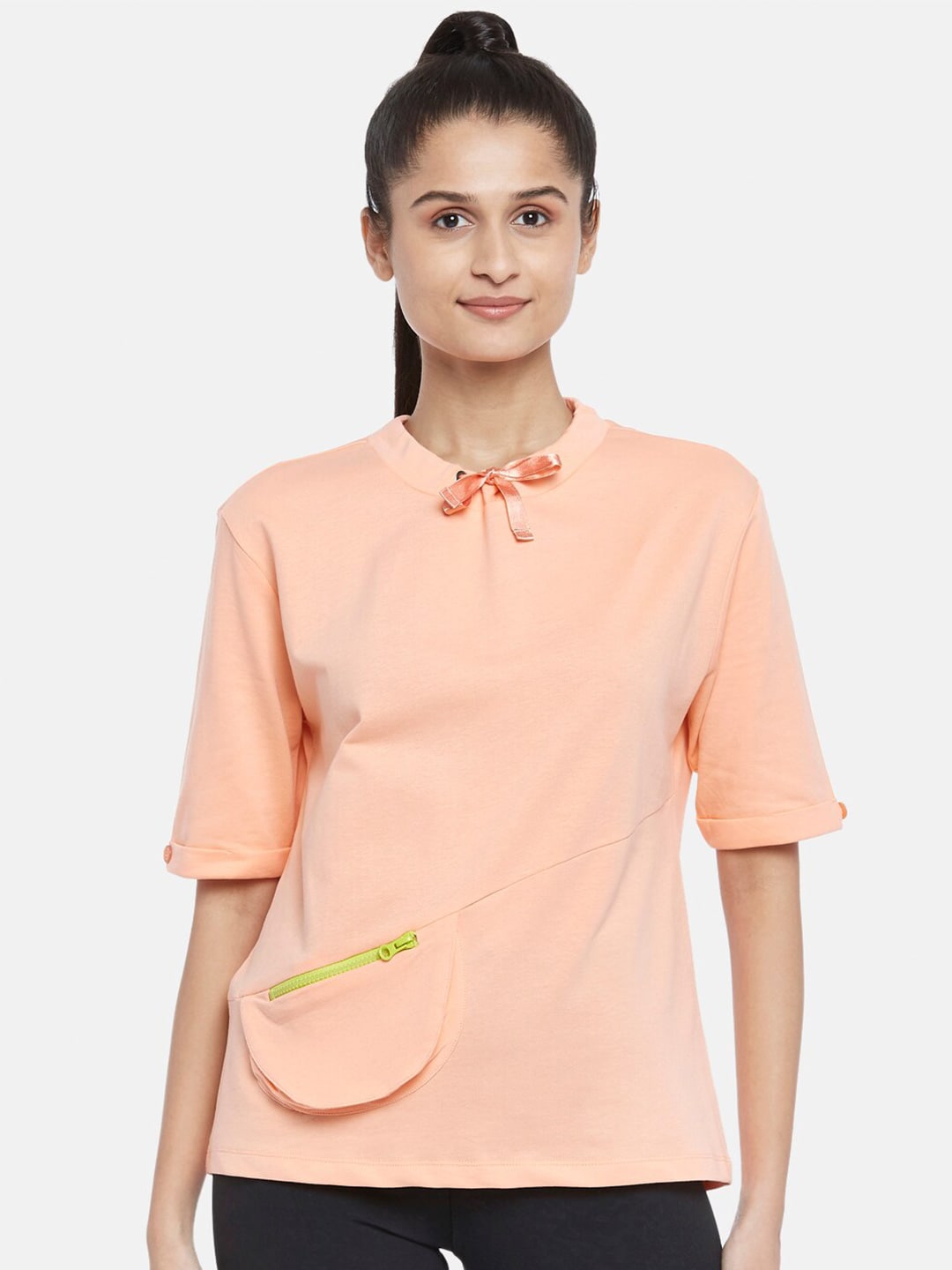 Ajile by Pantaloons Women Coral Solid Sweatshirt Price in India
