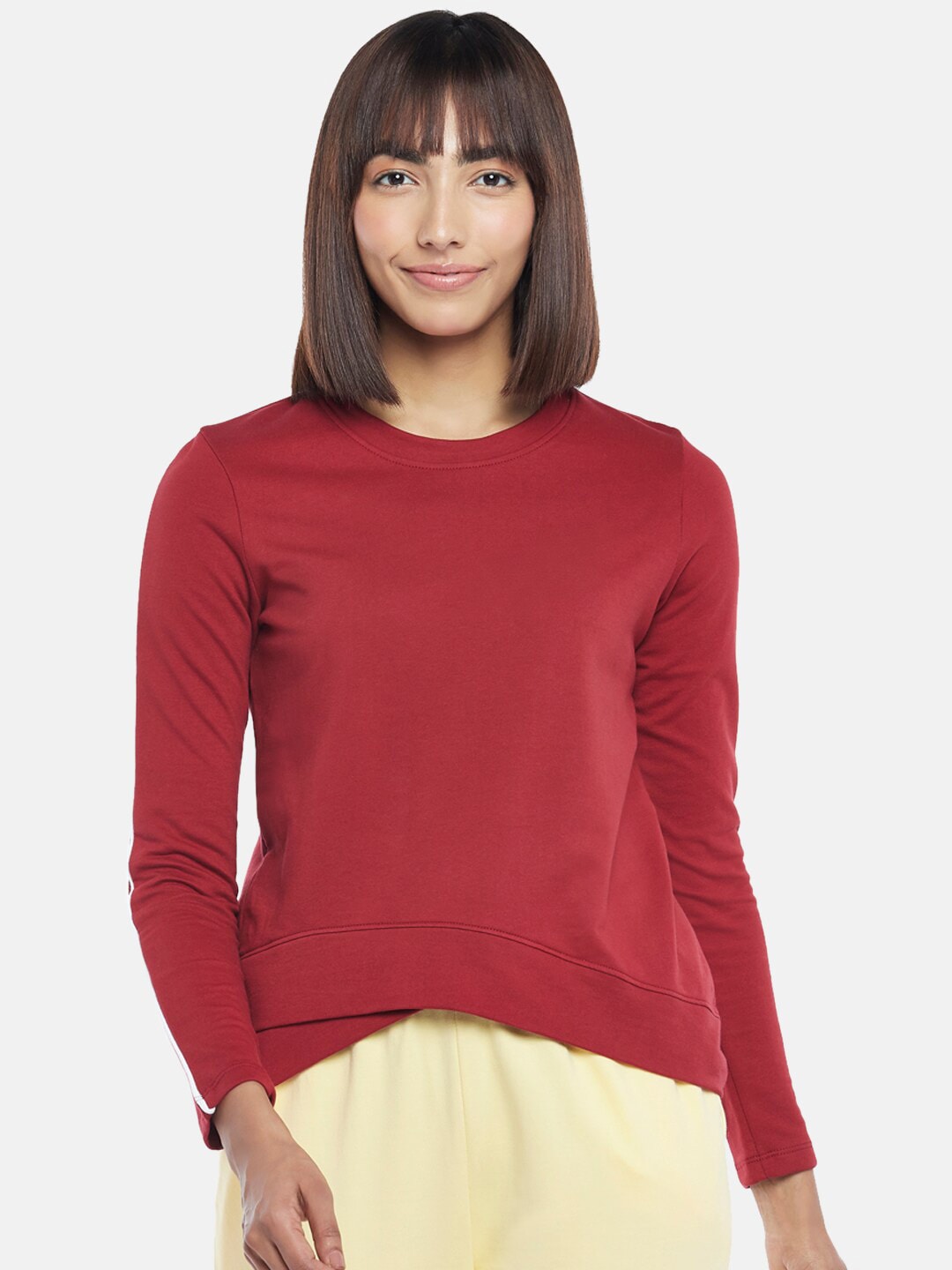 Ajile by Pantaloons Women Maroon Solid Sweatshirt Price in India