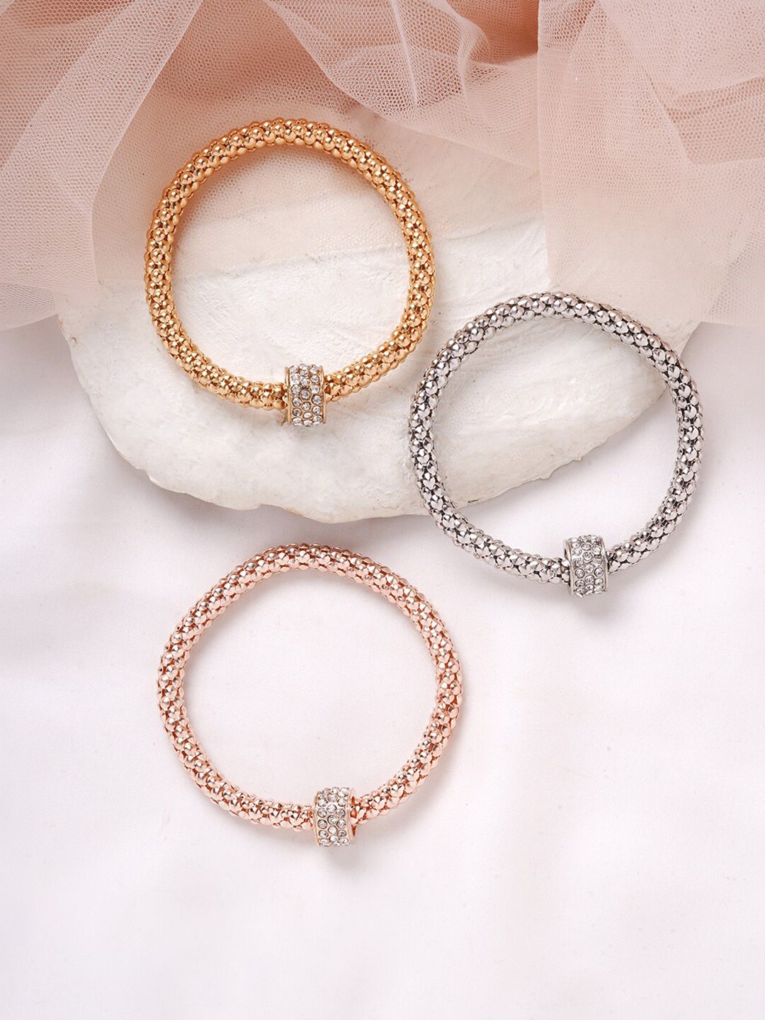 BEWITCHED Women Set Of 3 Gold-Toned & Silver-Toned Bracelet Price in India