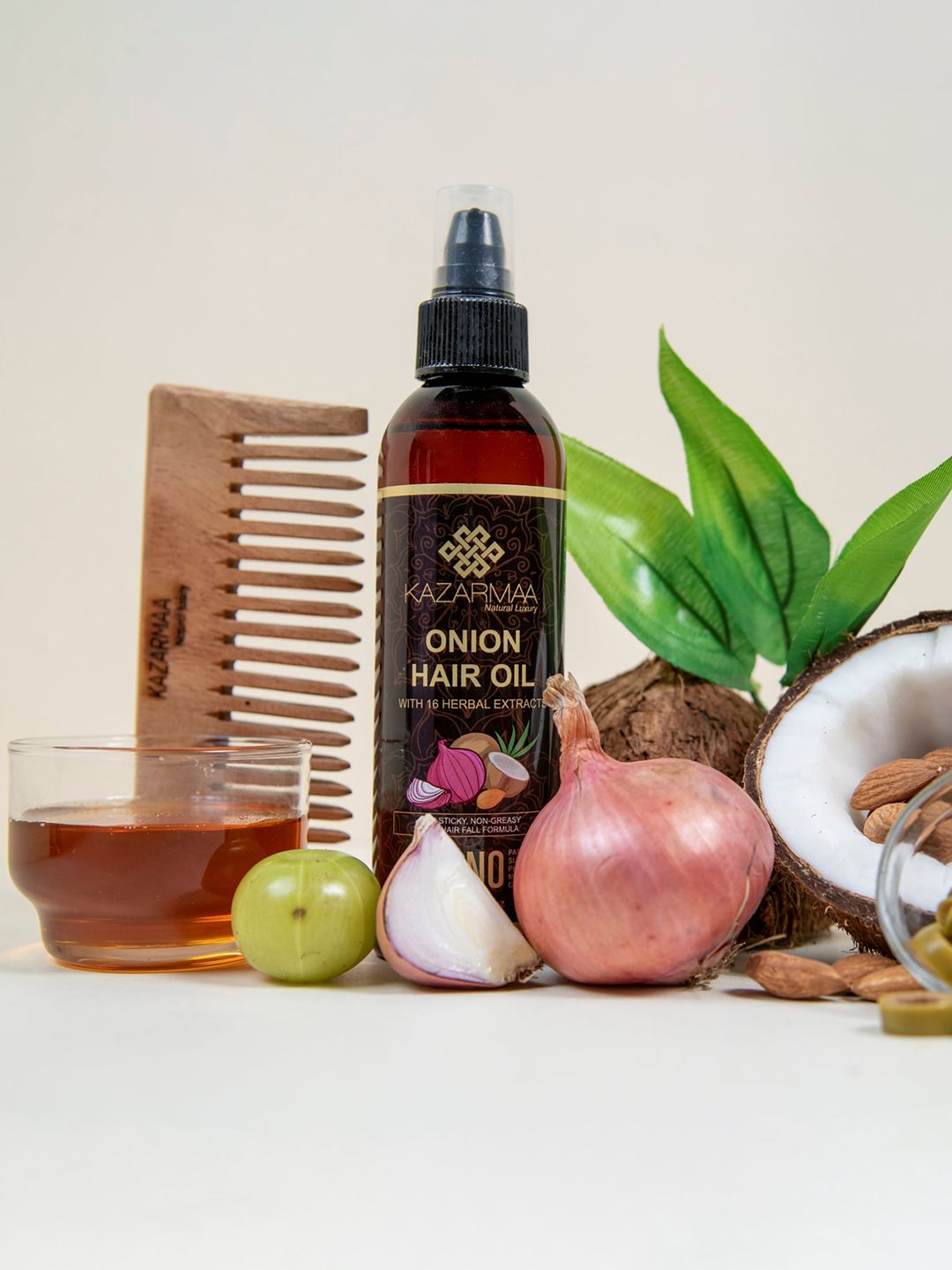 KAZARMAA Onion Hair Oil With Natural Neem Wood Comb 200ml Price in India