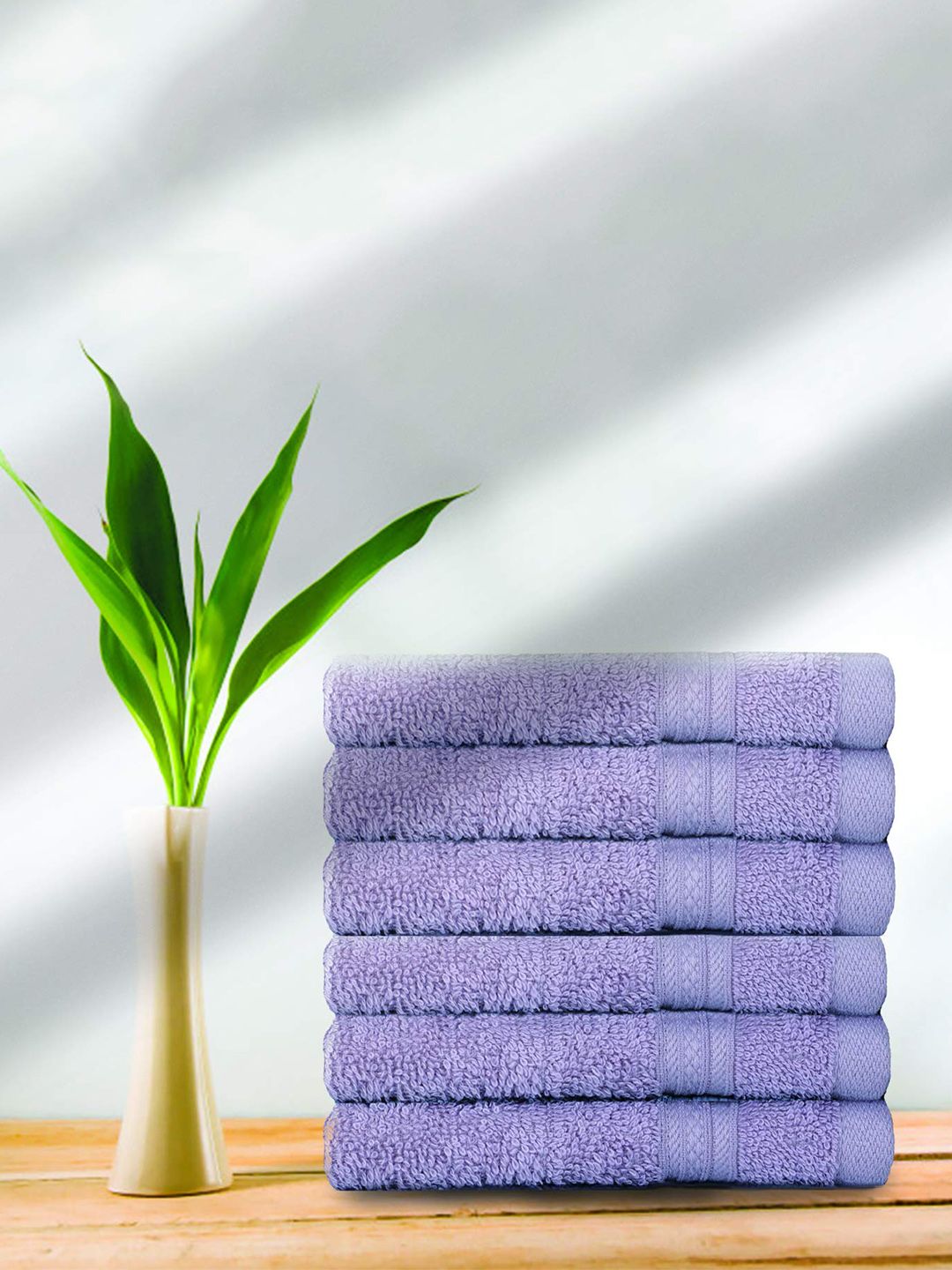 Kawach Unisex Lavender  Set Of 6 Antimicrobial Bamboo Face Towel Price in India
