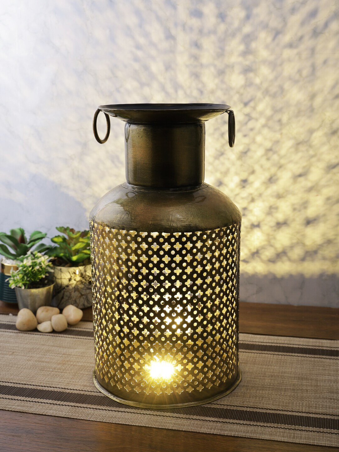 Aapno Rajasthan Gold-Toned Metal Floor Lamp Price in India