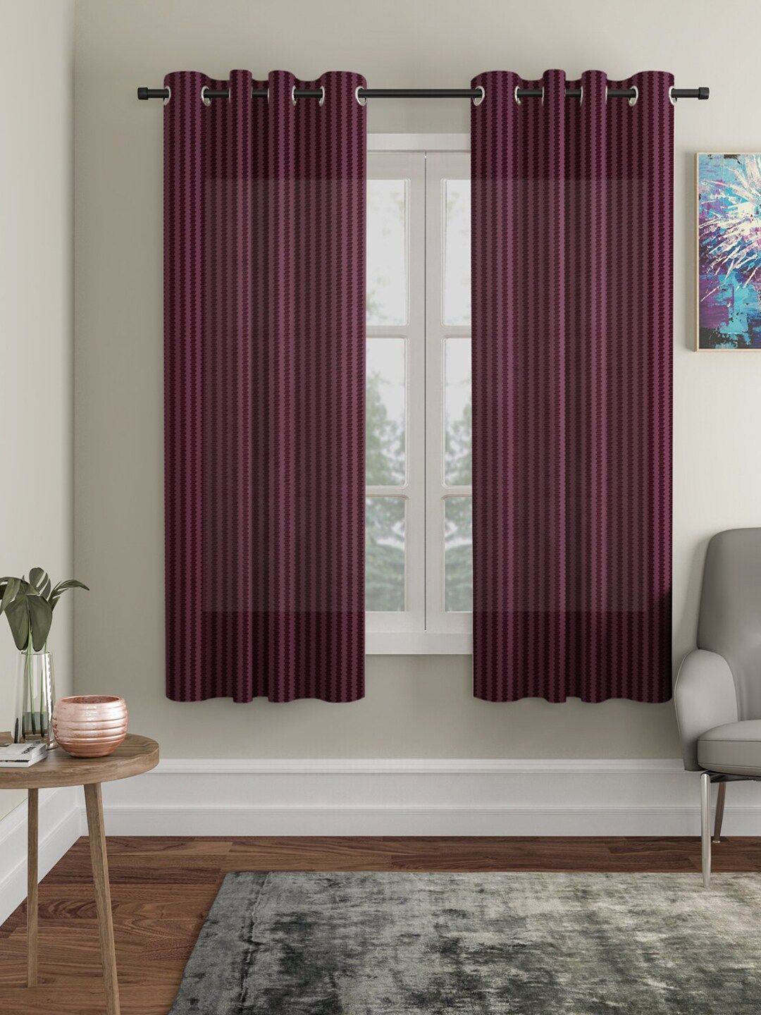 HOSTA HOMES Purple & Pink Set of 2 Window Curtain Price in India