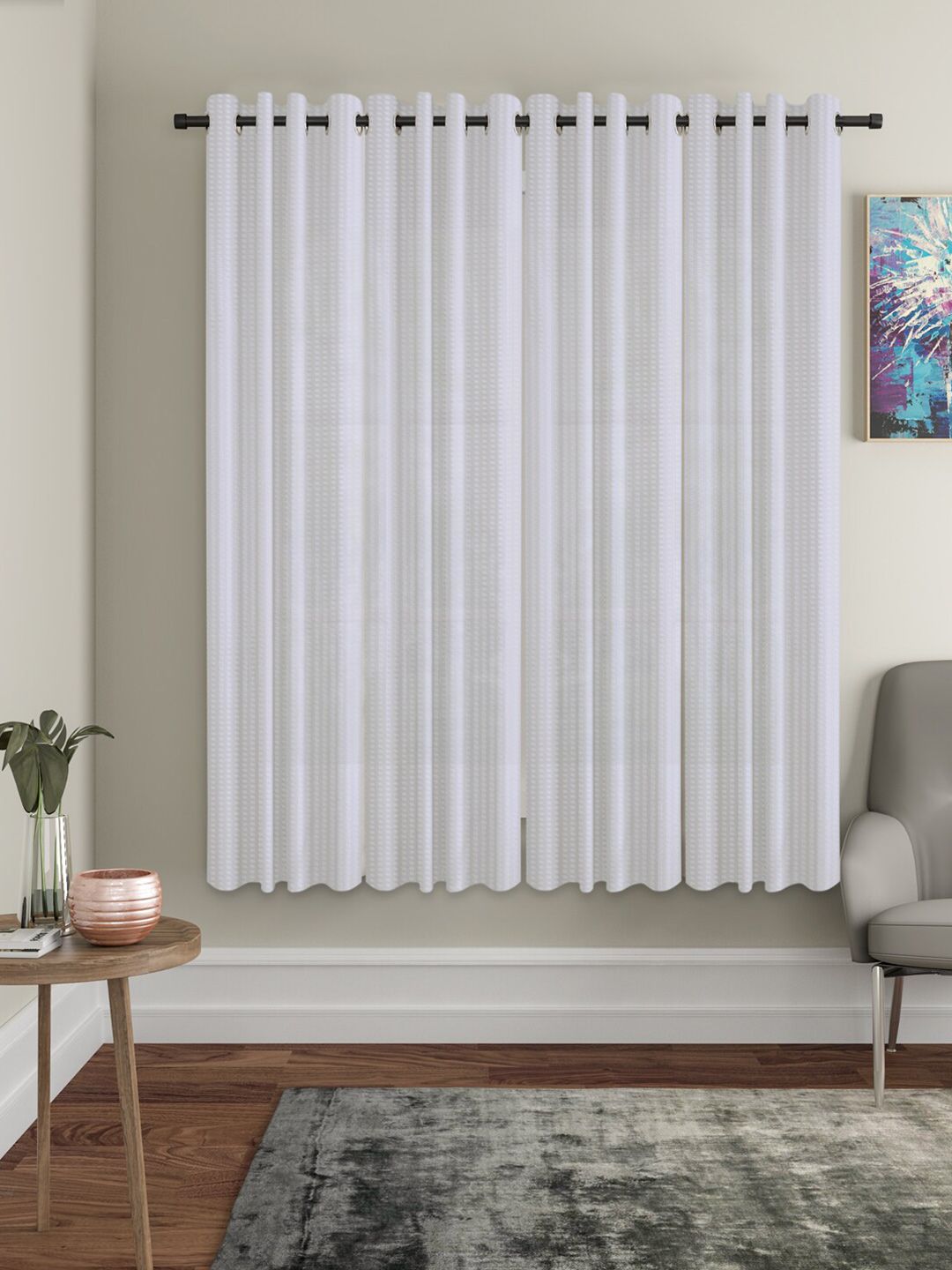 HOSTA HOMES White Set of 4 Quirky Window Curtain Price in India