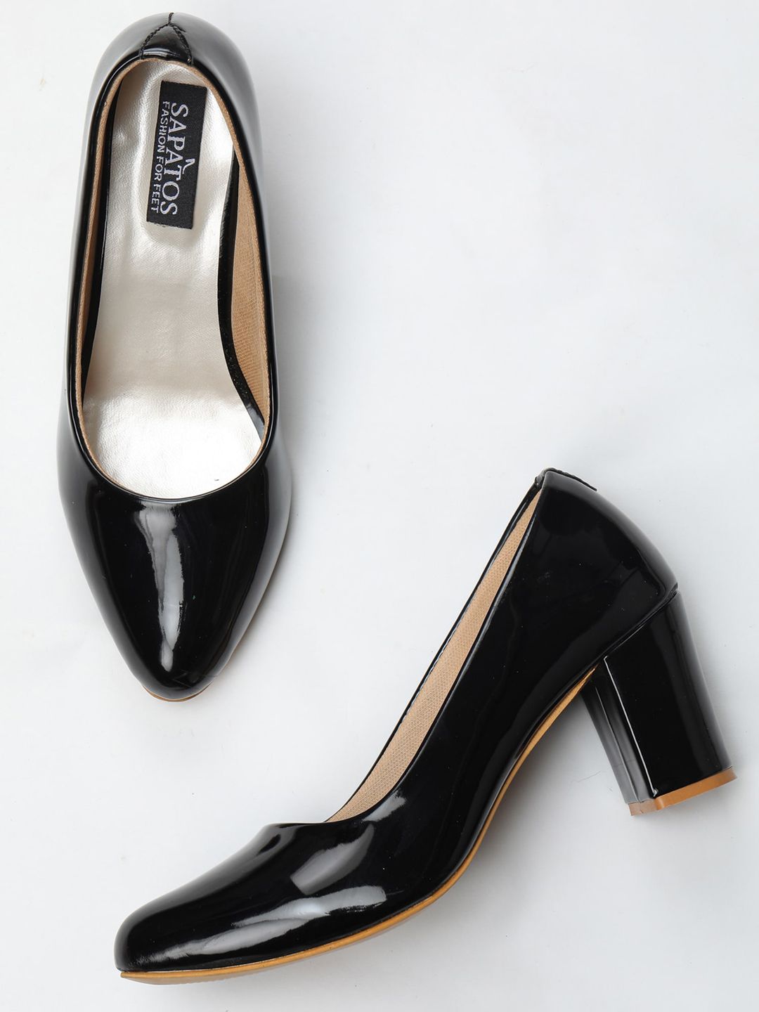 SAPATOS Black Block Pumps Price in India