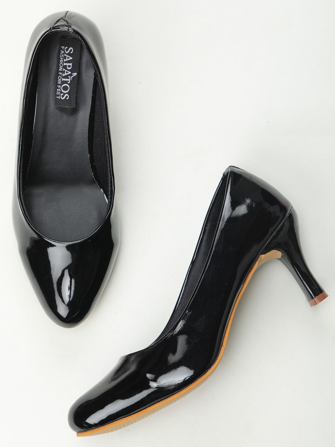 SAPATOS Black Stiletto Pumps with Laser Cuts Price in India