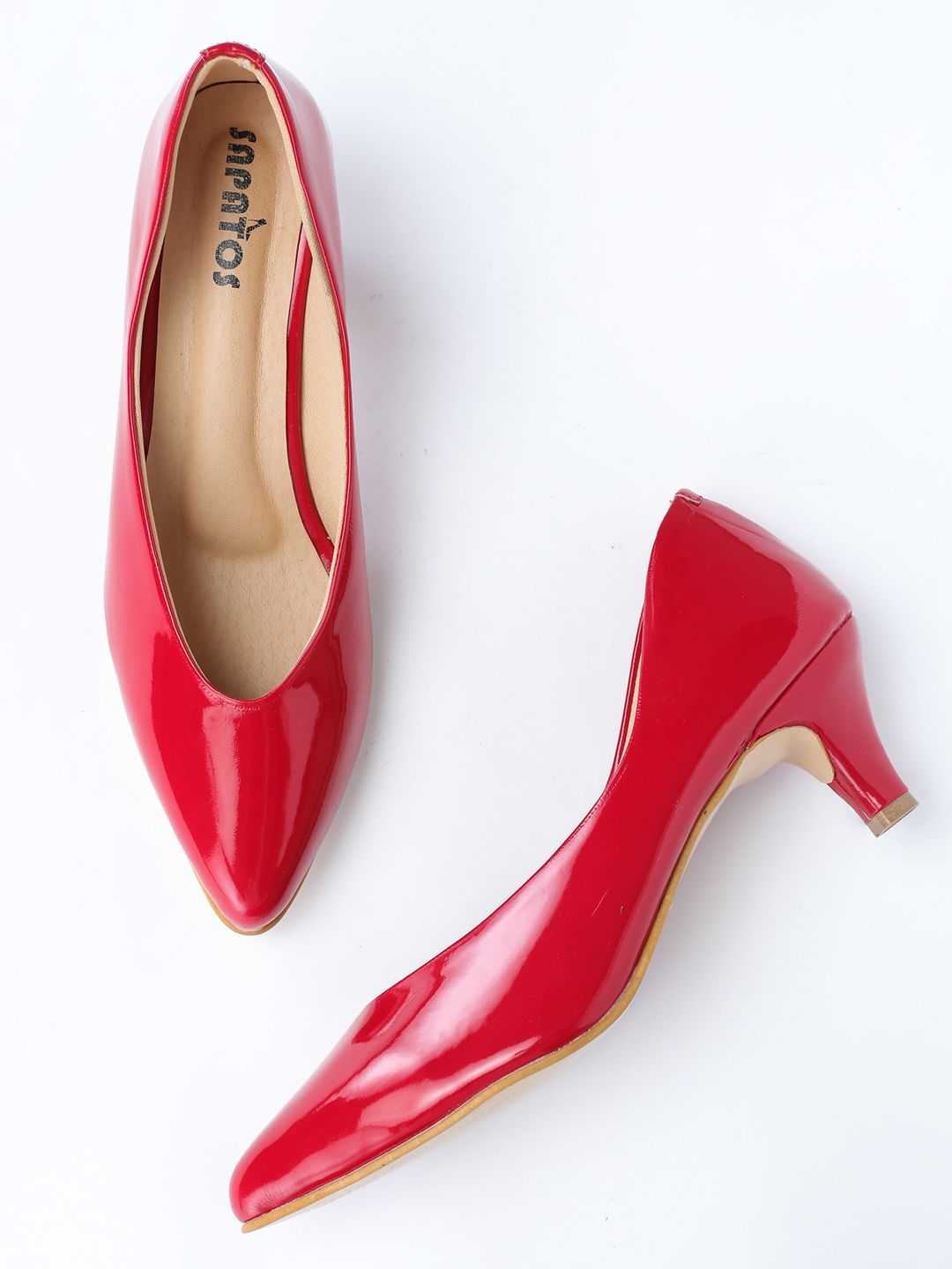 SAPATOS Red Kitten Pumps Price in India