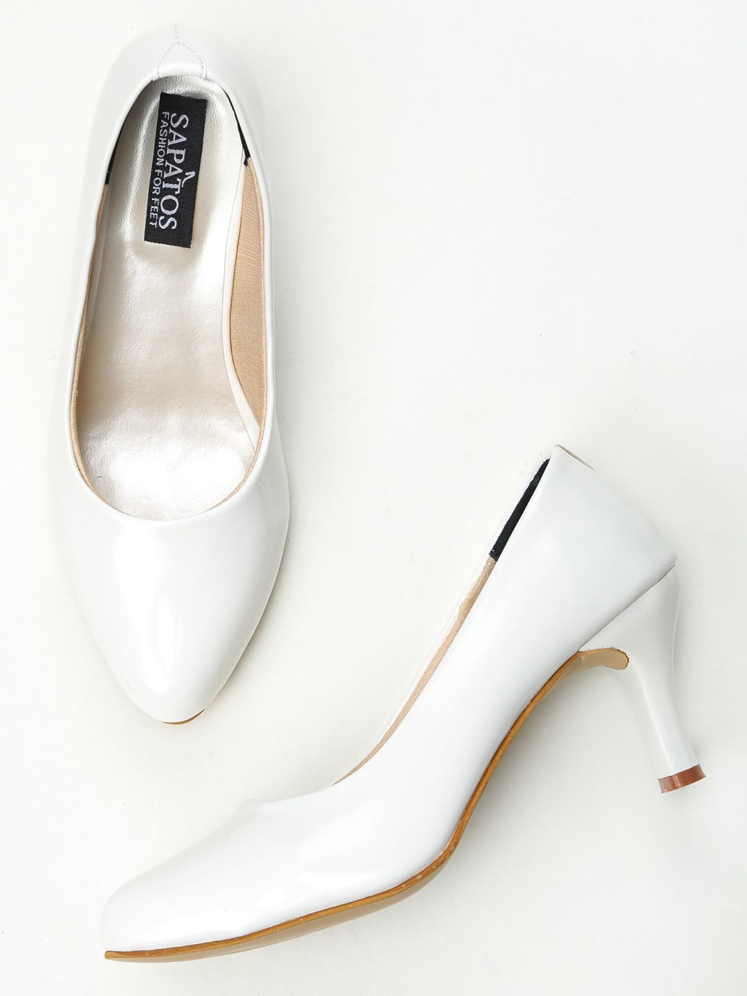 SAPATOS White Solid Pumps Price in India