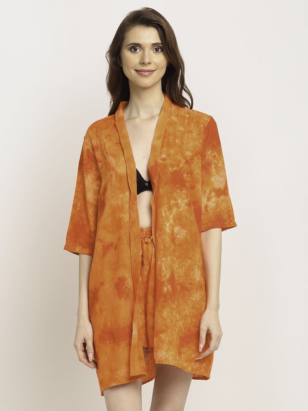 EROTISSCH Women Orange Printed Cover-Up Beachwear Set Price in India